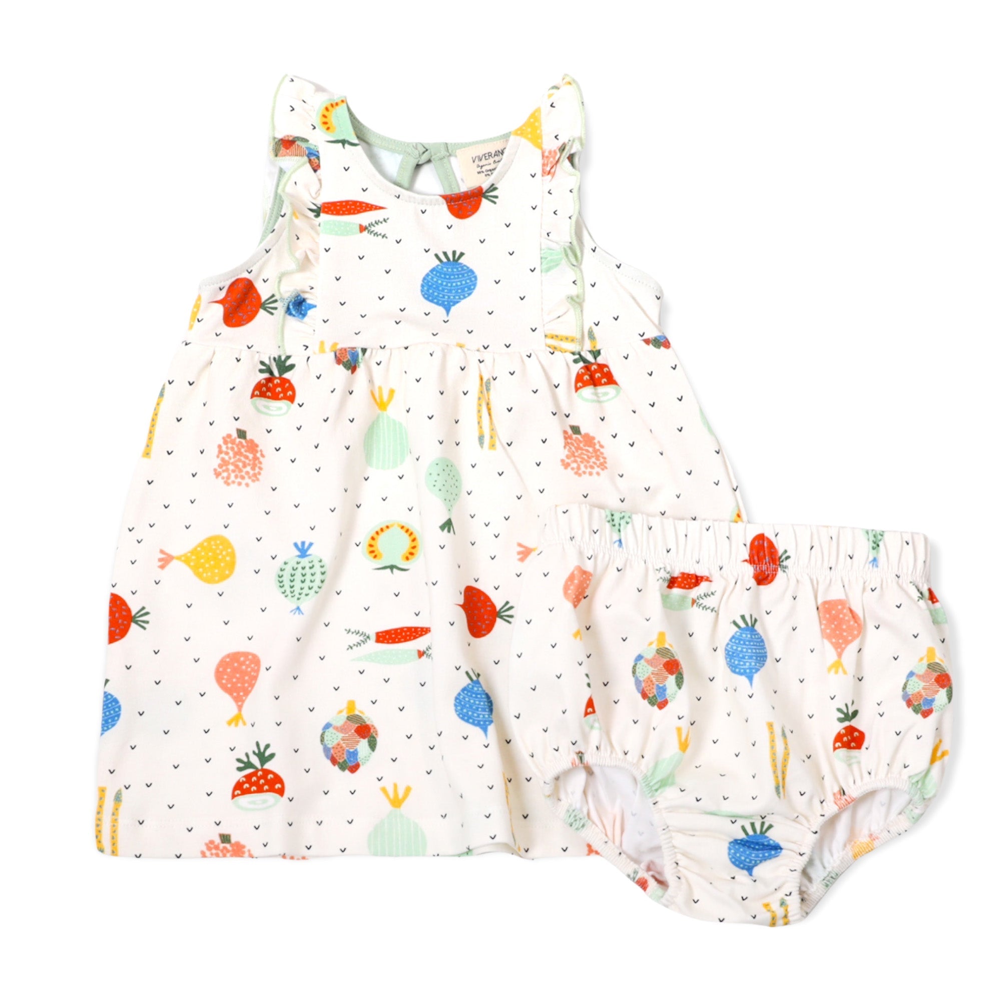 Veggie Salad Ruffled Sleeveless Dress+ Bloomer Set (Organic)