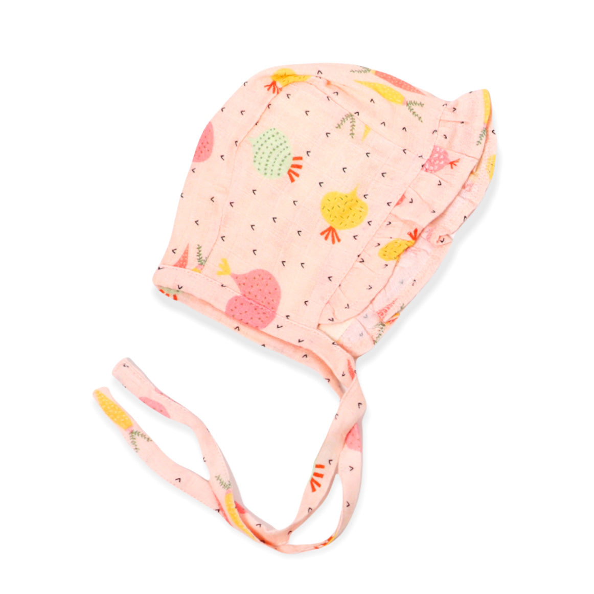 Veggie Salad Ruffled Baby Bonnet Hat (Organic Muslin)