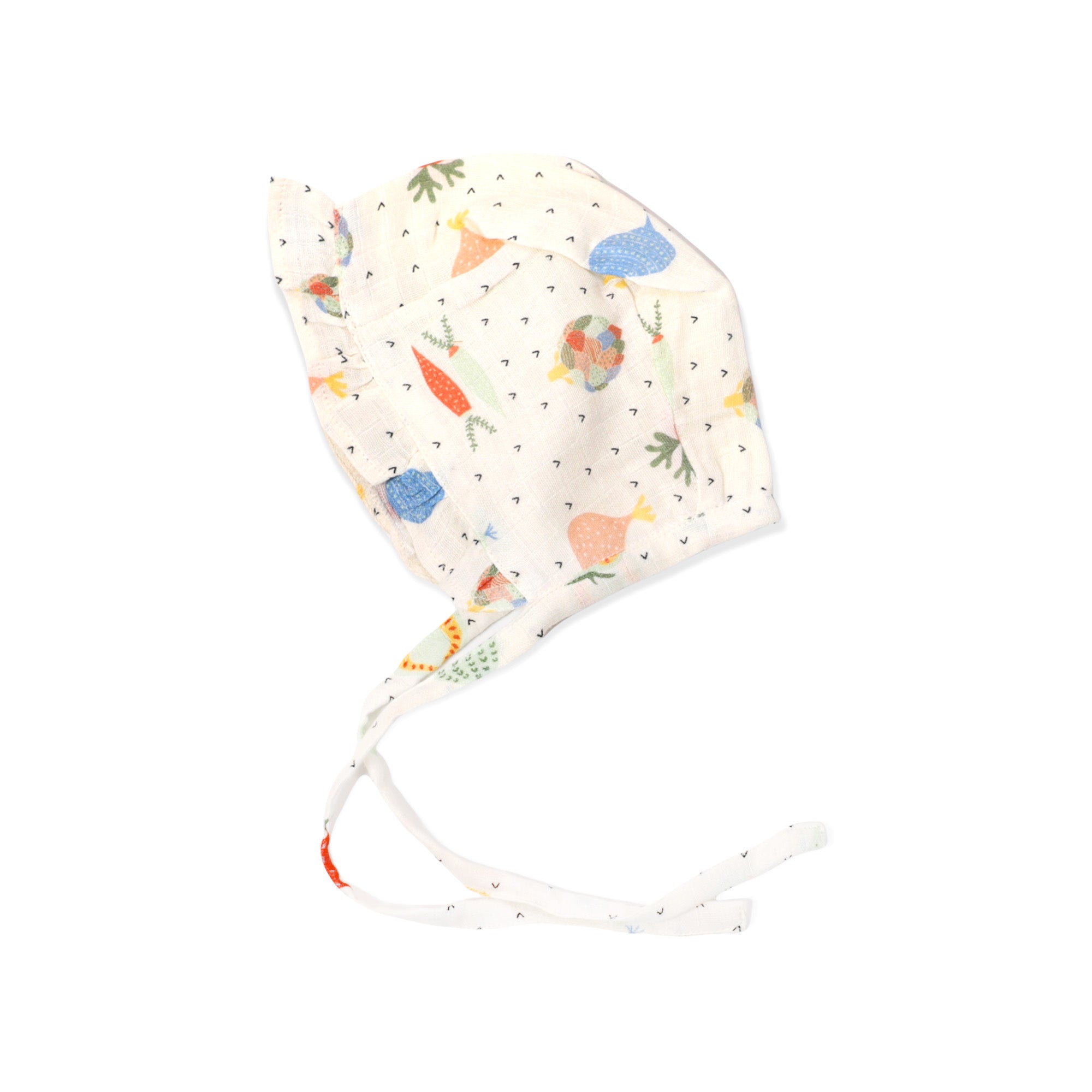 Veggie Salad Ruffled Baby Bonnet Hat (Organic Muslin)