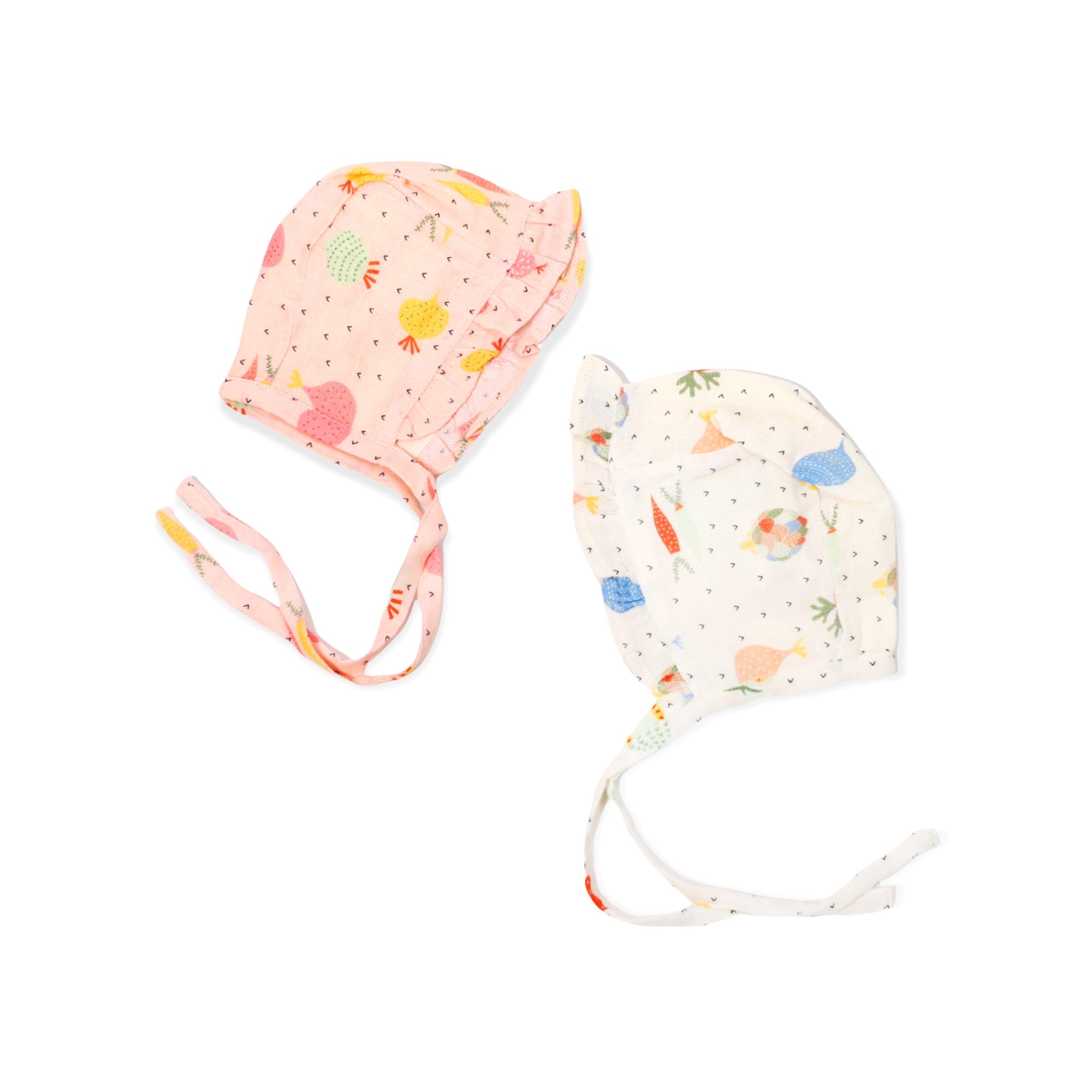 Veggie Salad Ruffled Baby Bonnet Hat (Organic Muslin)