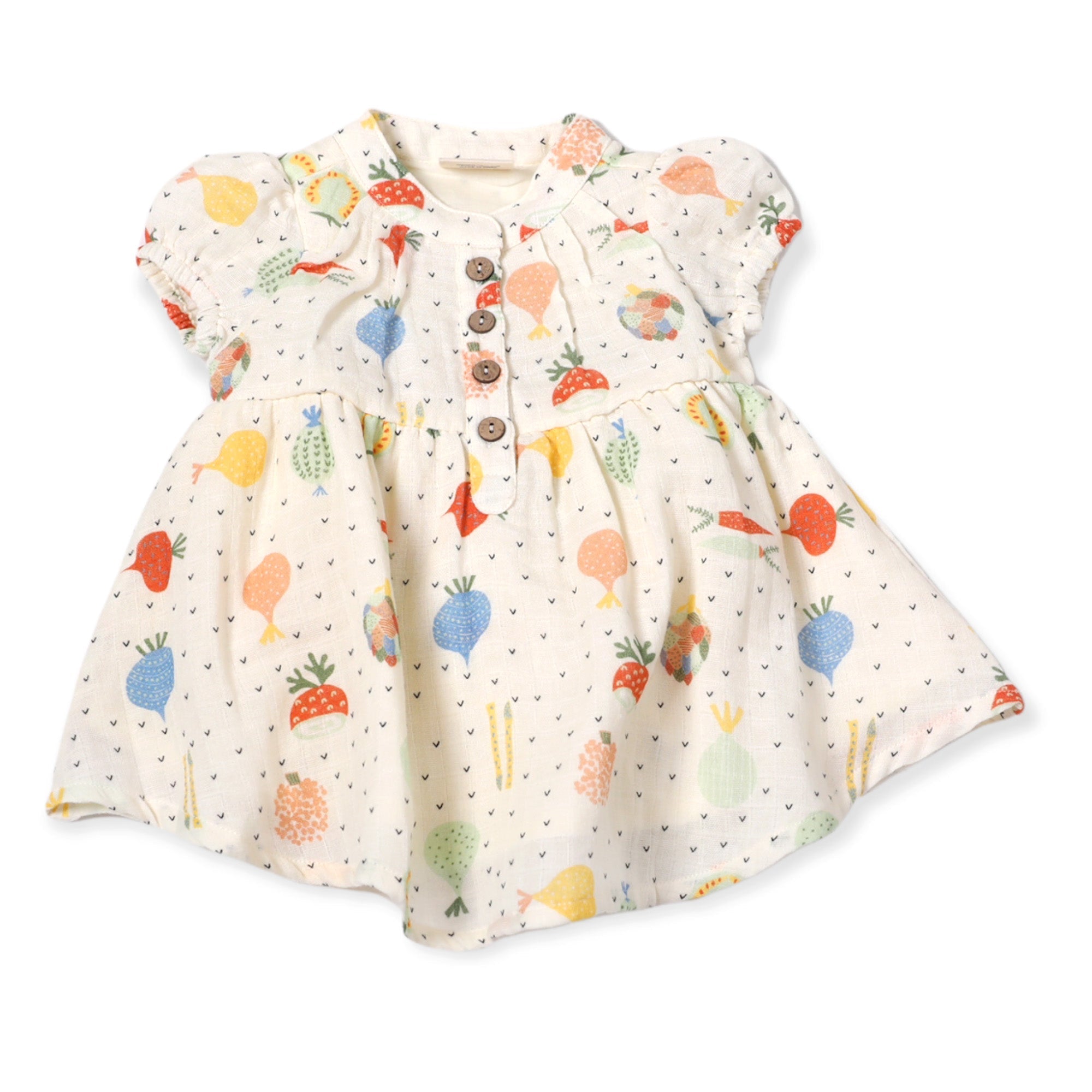 Veggie Puff Sleeve Dress + Bloomer (Organic Muslin)
