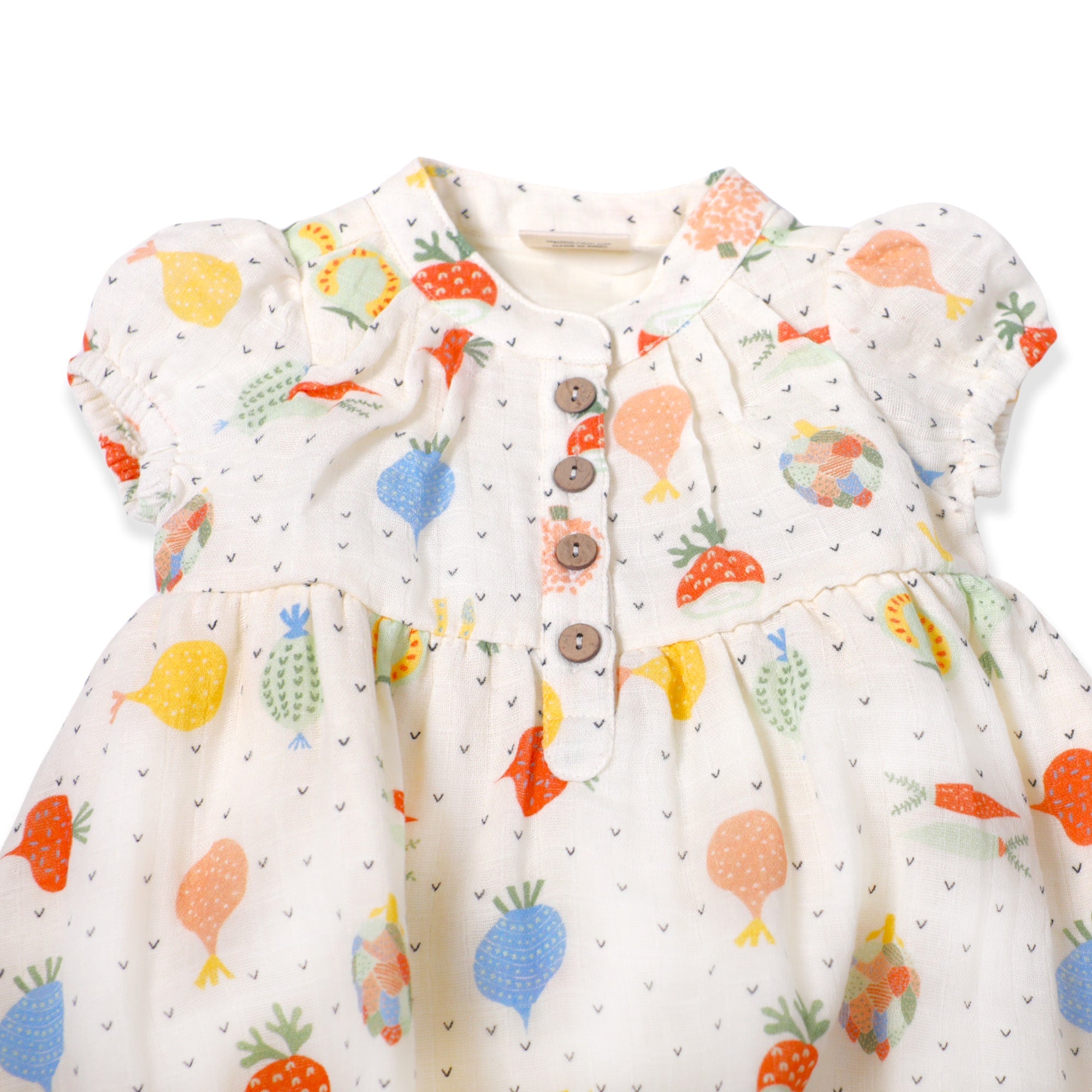Veggie Puff Sleeve Dress + Bloomer (Organic Muslin)