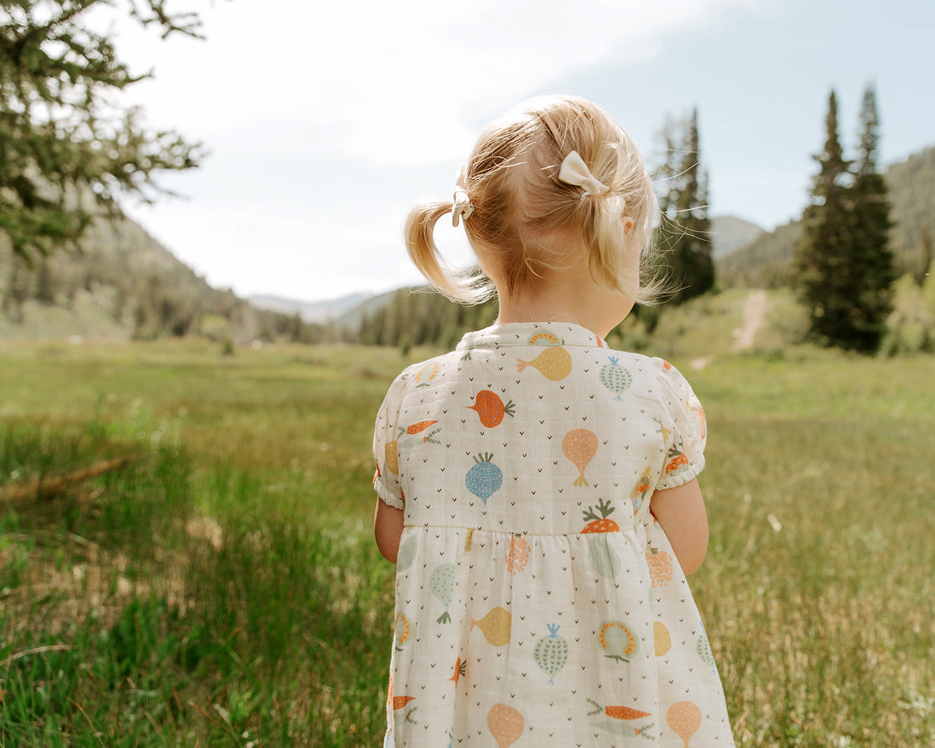Veggie Puff Sleeve Dress + Bloomer (Organic Muslin)