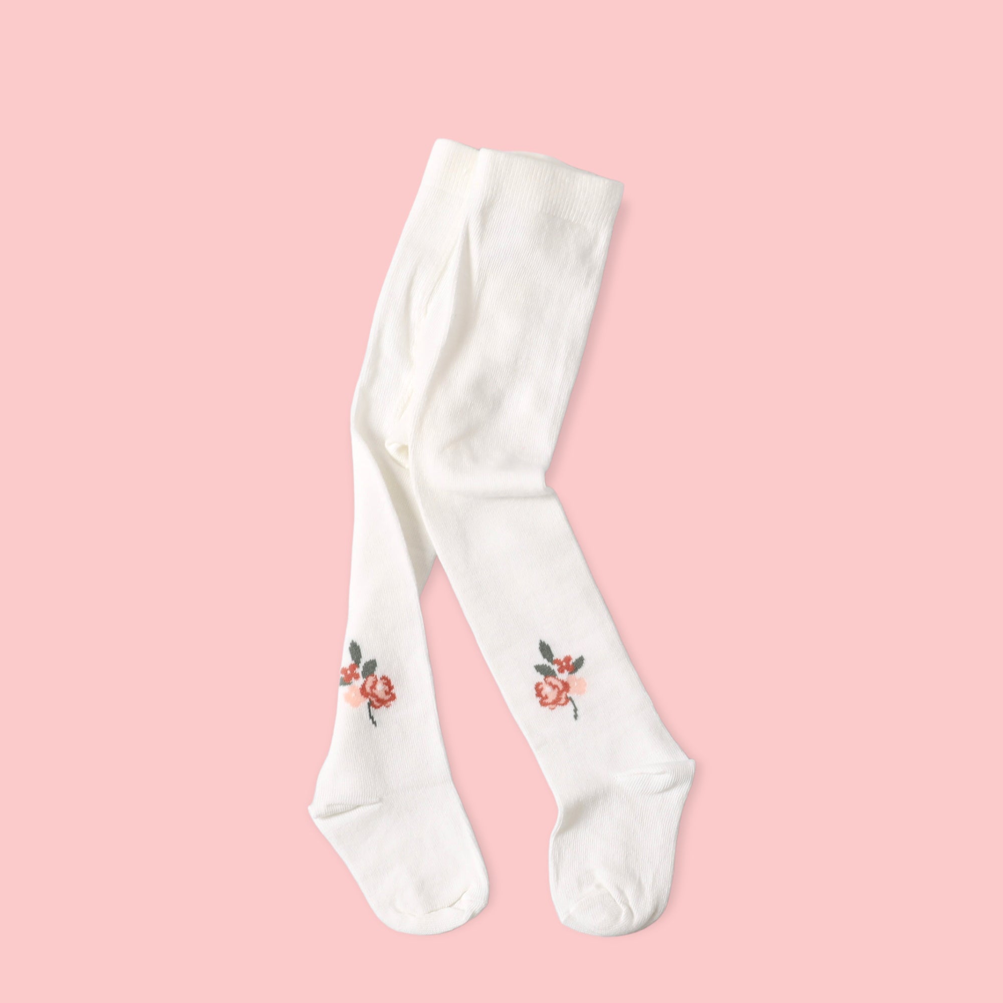Fine Knit Baby Girl Tights (Floral Jacquard - Organic Blend)