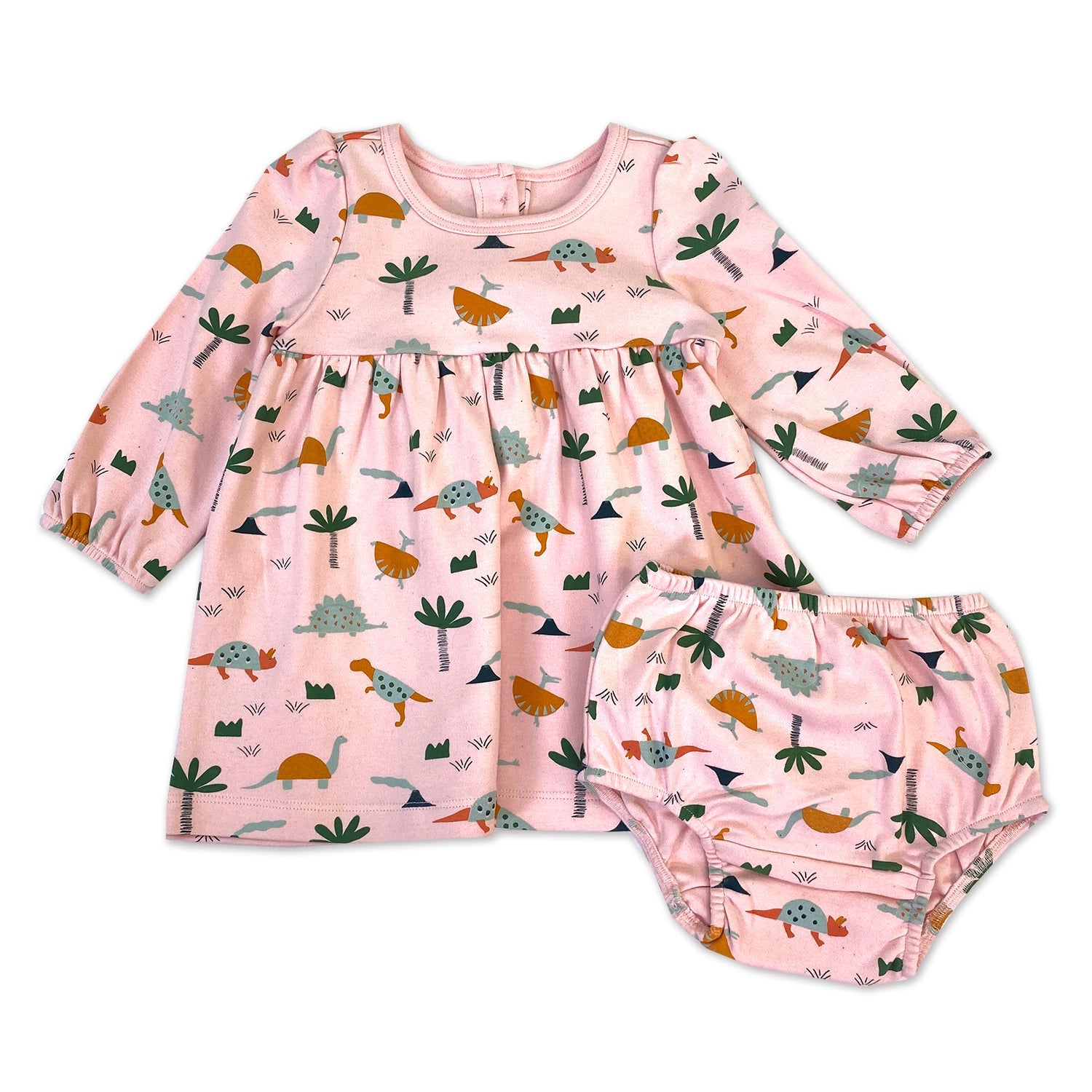 Dino Long Sleeve Flare Dress with Bloomer