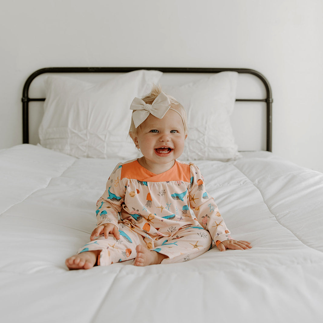 Bora Bora Wrap Neck Girl Jumpsuit  Romper (Organic Cotton)