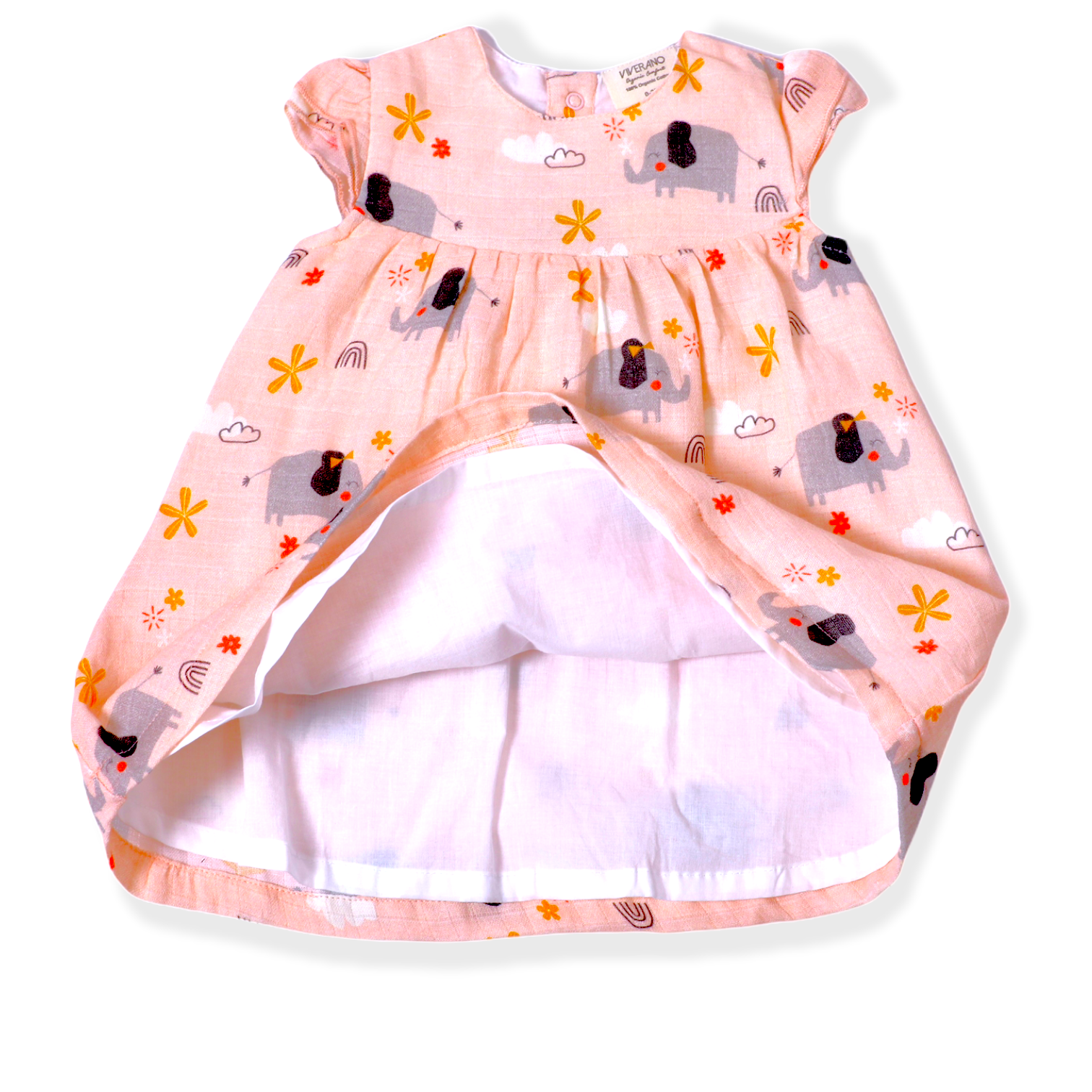 Elephant Ruffled Cap Sleeve Baby Dress+ Bloomer Set (Organic)