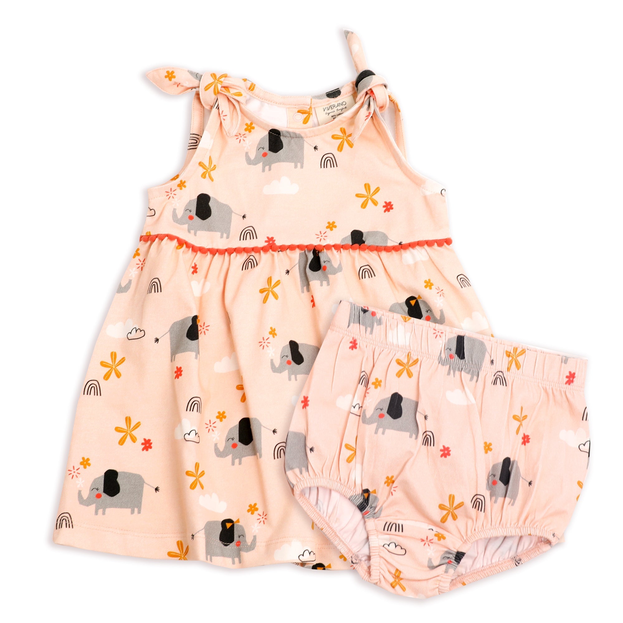 Elephant Shoulder Knot Dress + Bloomer SET(Organic Cotton)