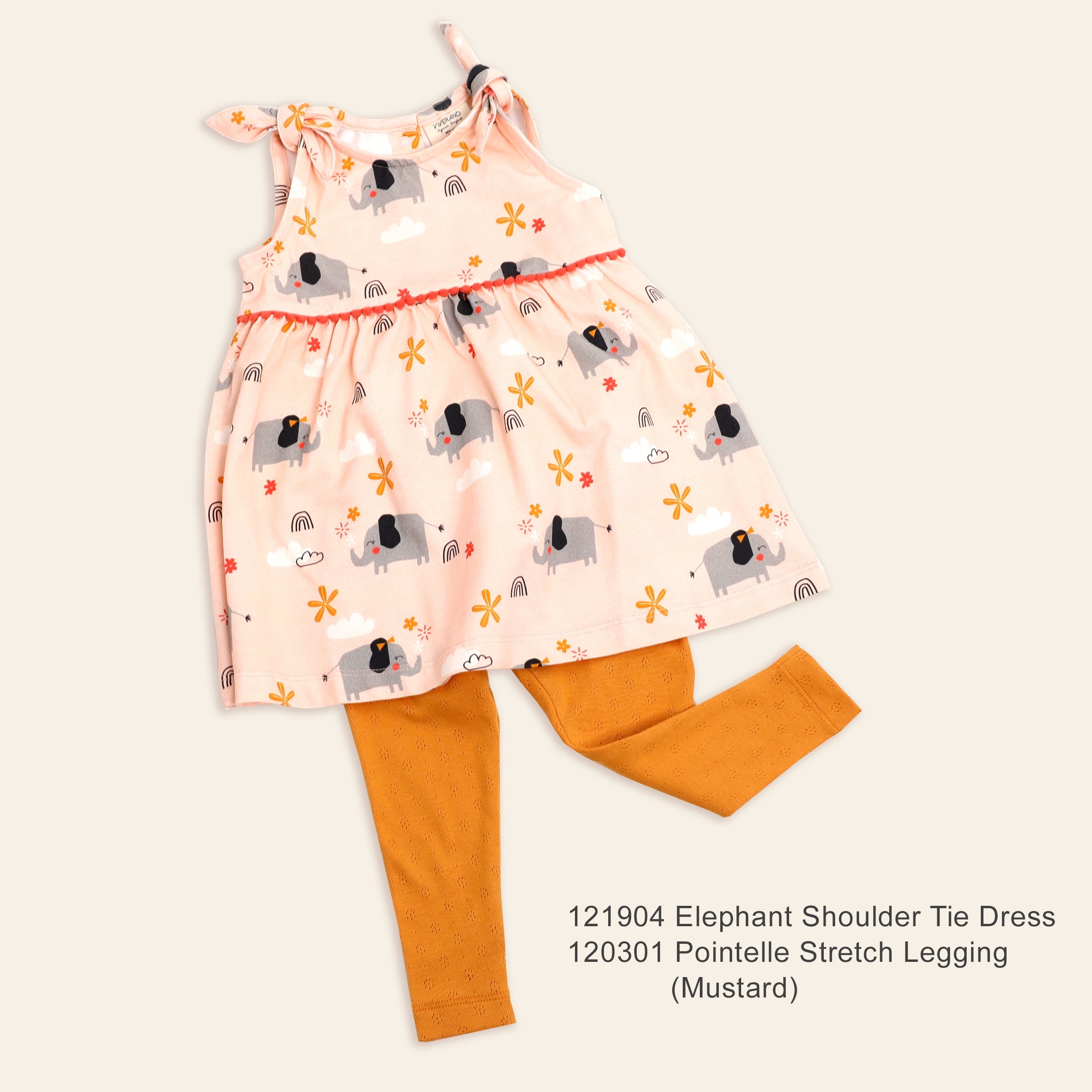 Elephant Shoulder Knot Dress + Bloomer SET(Organic Cotton)