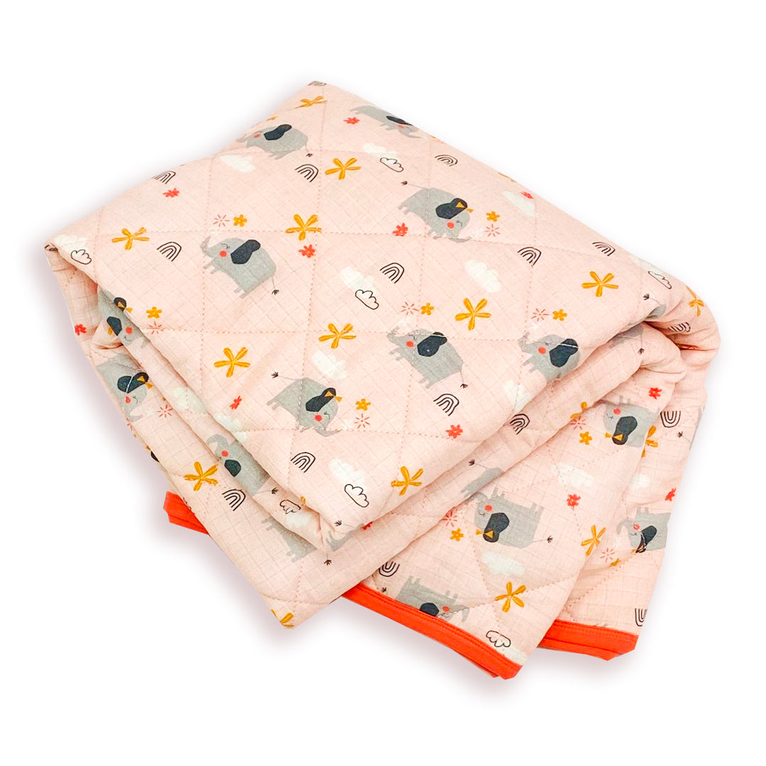 Elephant Reversible Baby Quilted Blanket (Organic Muslin)