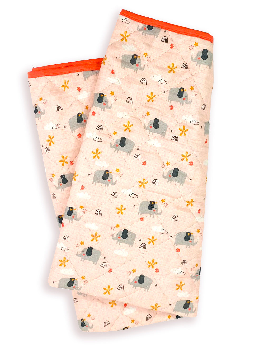 Elephant Reversible Baby Quilted Blanket (Organic Muslin)