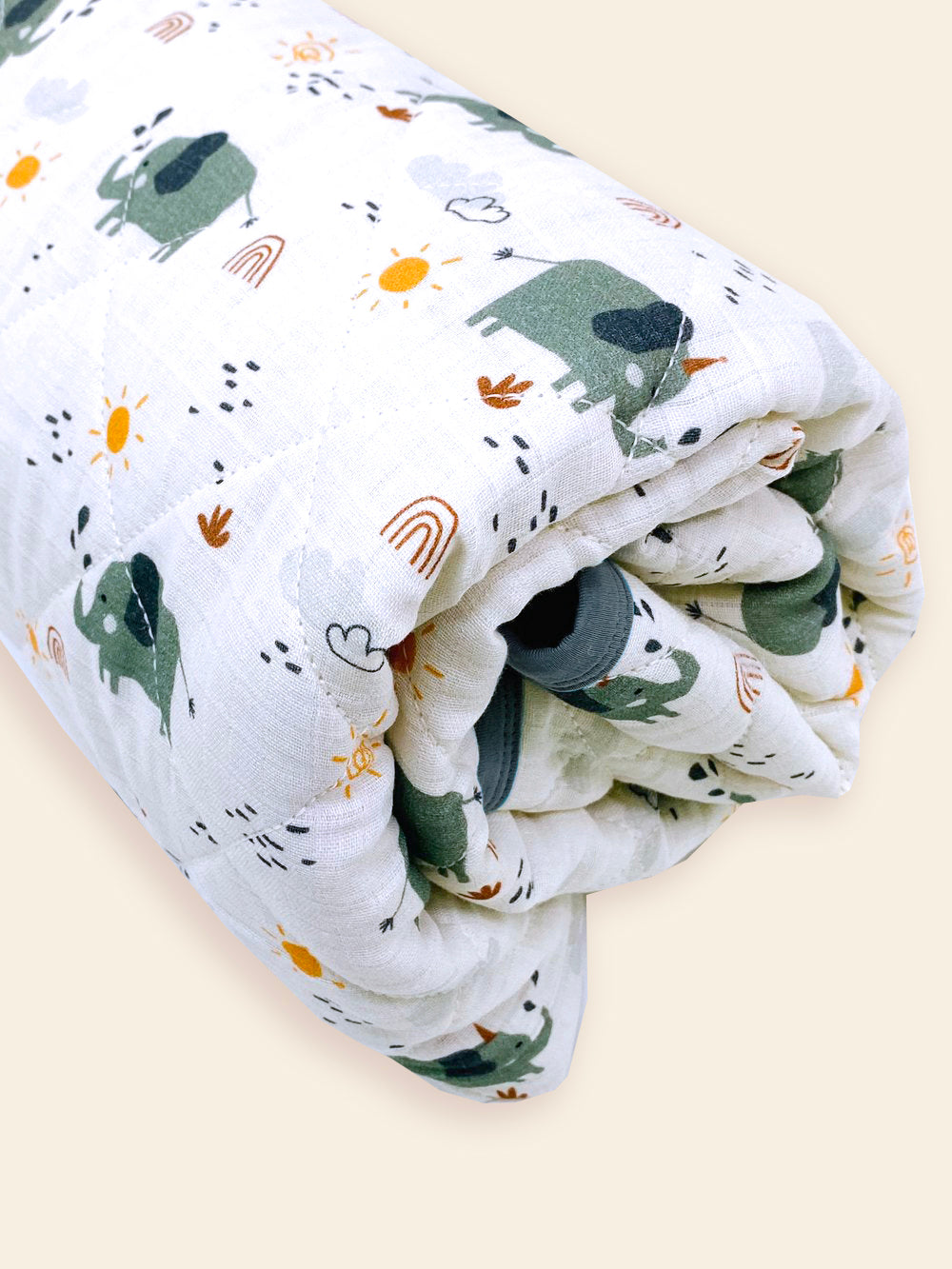 Elephant Reversible Baby Quilted Blanket (Organic Muslin)