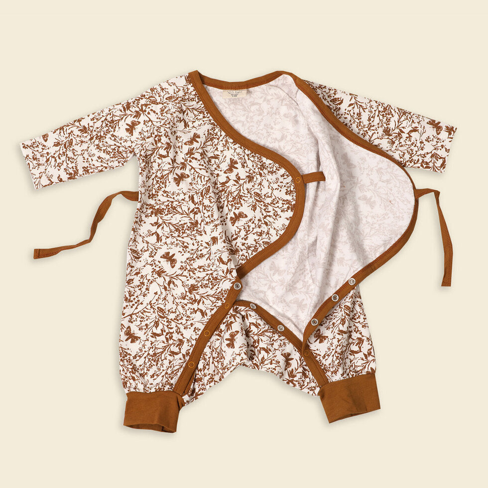 Floral Butterfly Baby Kimono Coverall (Organic)