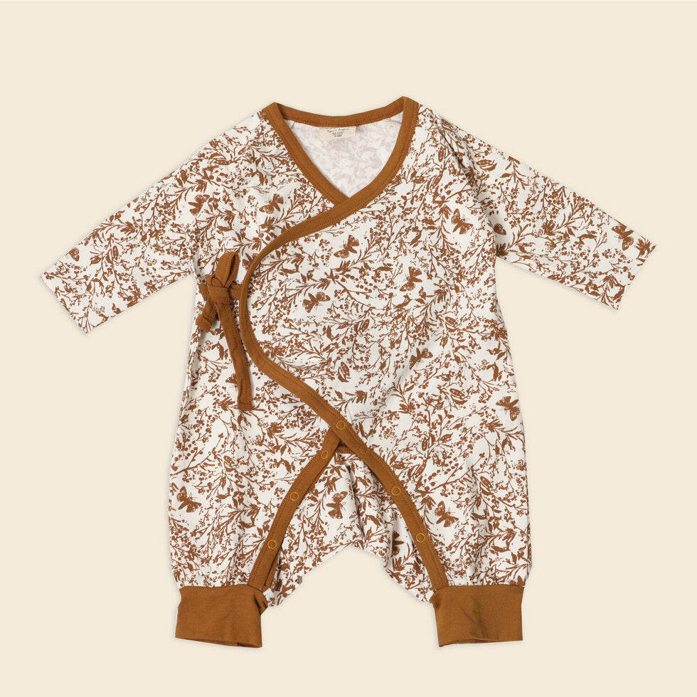 Floral Butterfly Baby Kimono Coverall (Organic)