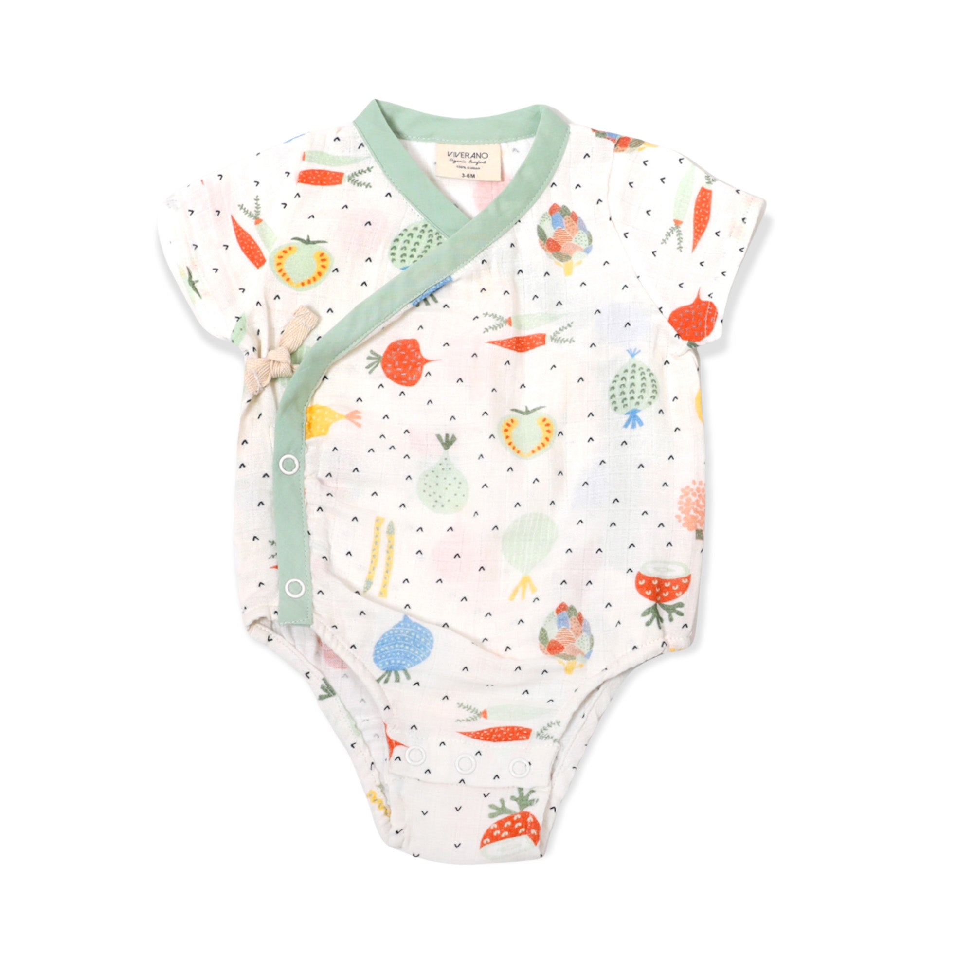 Veggie Salad Short Sleeve Kimono Bodysuit (Organic Muslin)