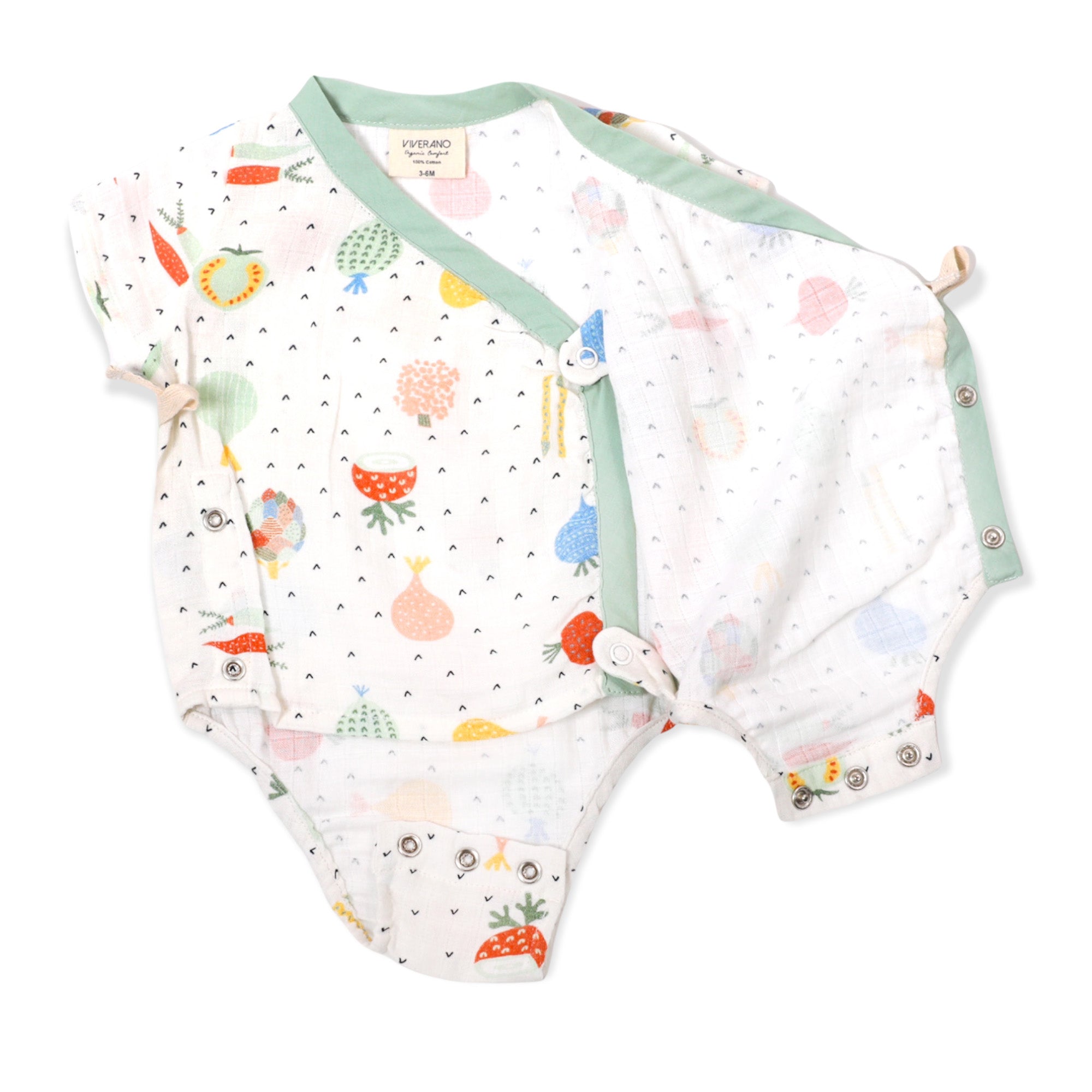 Veggie Salad Short Sleeve Kimono Bodysuit (Organic Muslin)