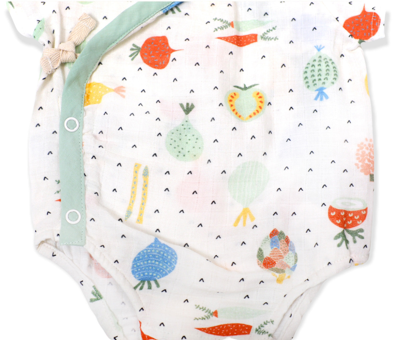 Veggie Salad Short Sleeve Kimono Bodysuit (Organic Muslin)