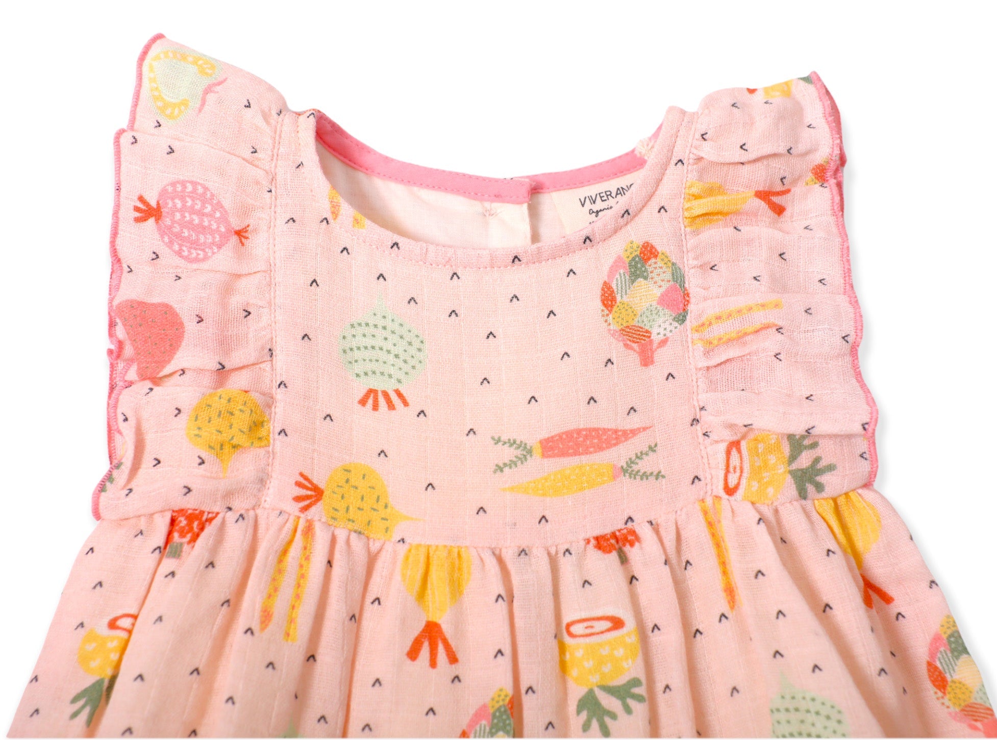 Veggie Salad Ruffle & Flutter Short Romper (Organic Muslin)