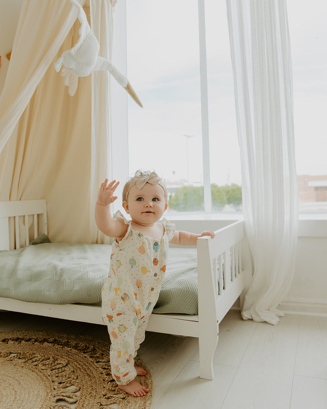 Veggie Ruffle & Button Jumpsuit Romper (Organic Muslin)