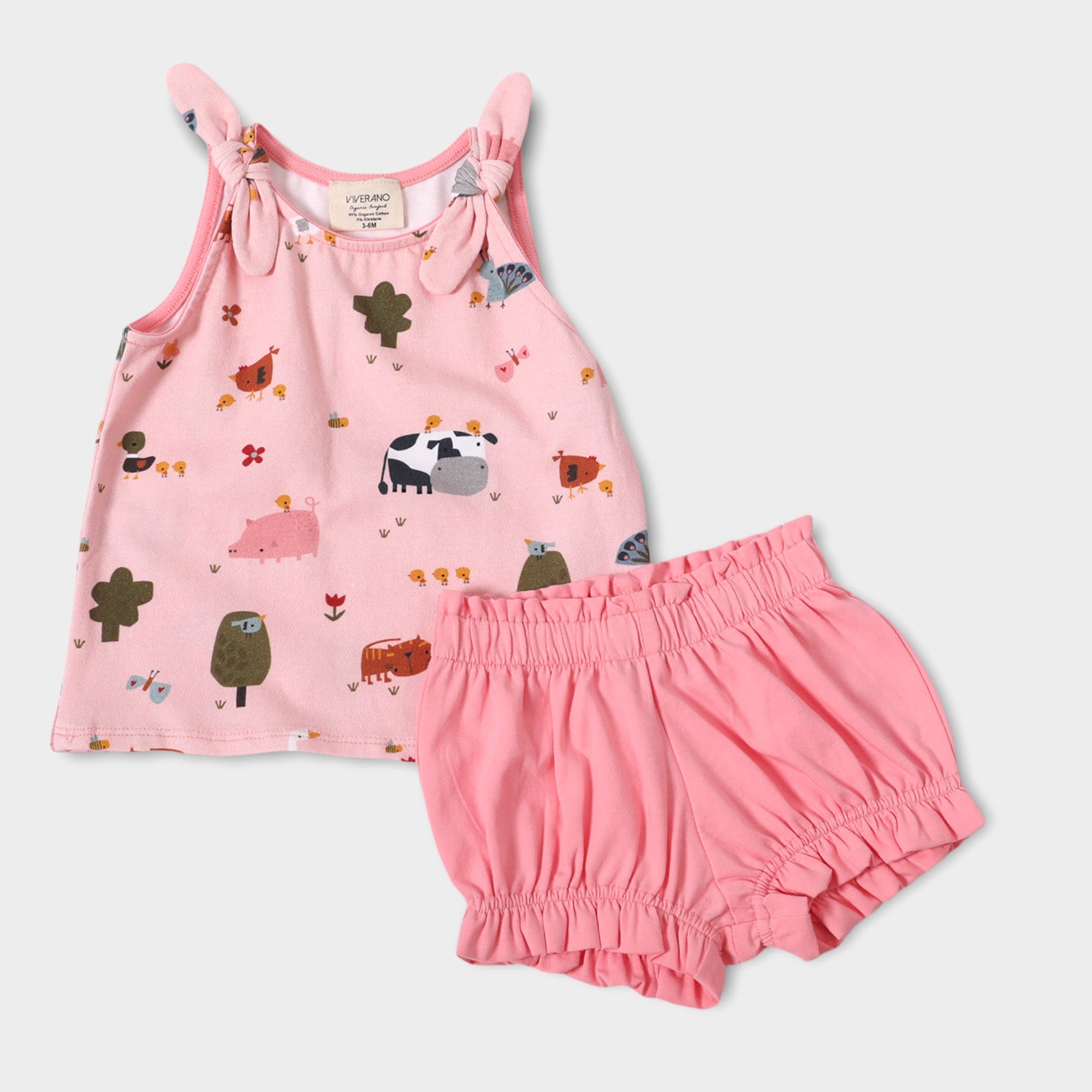 Chick Chick Farm Shoulder Tie Sleeveless Tee + Bubble Shorts Set