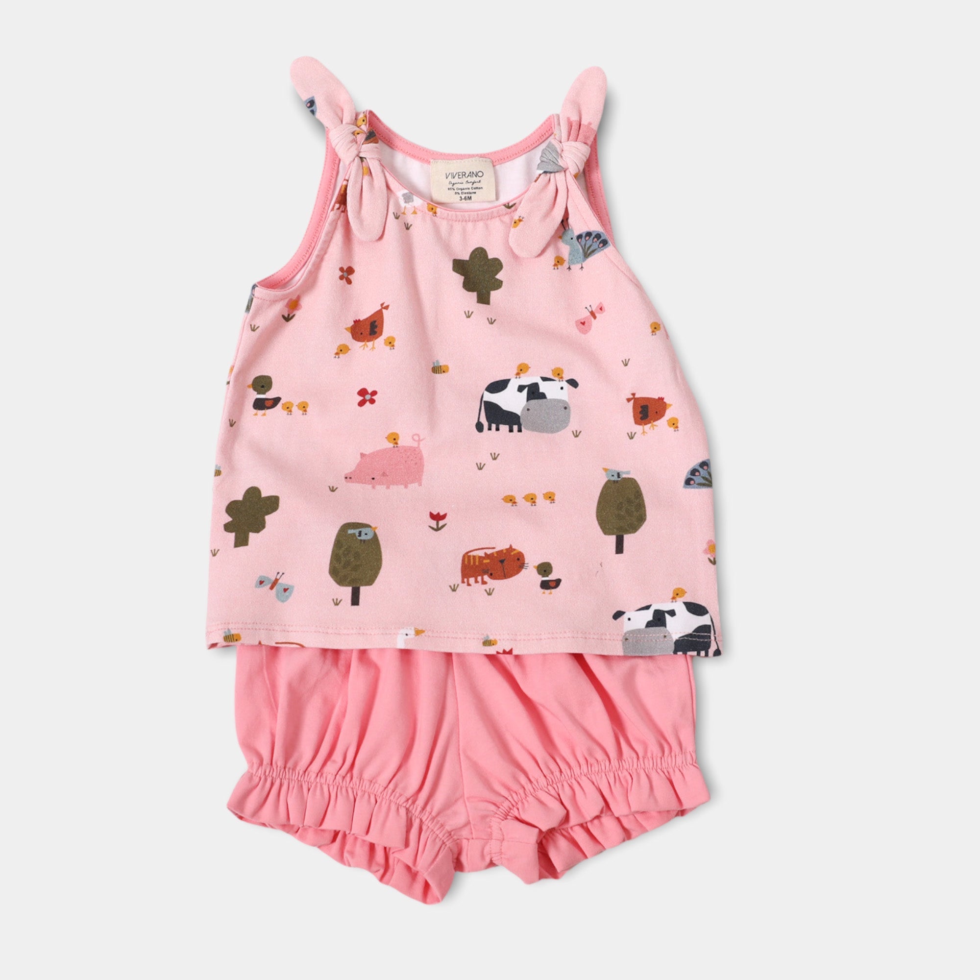 Chick Chick Farm Shoulder Tie Sleeveless Tee + Bubble Shorts Set