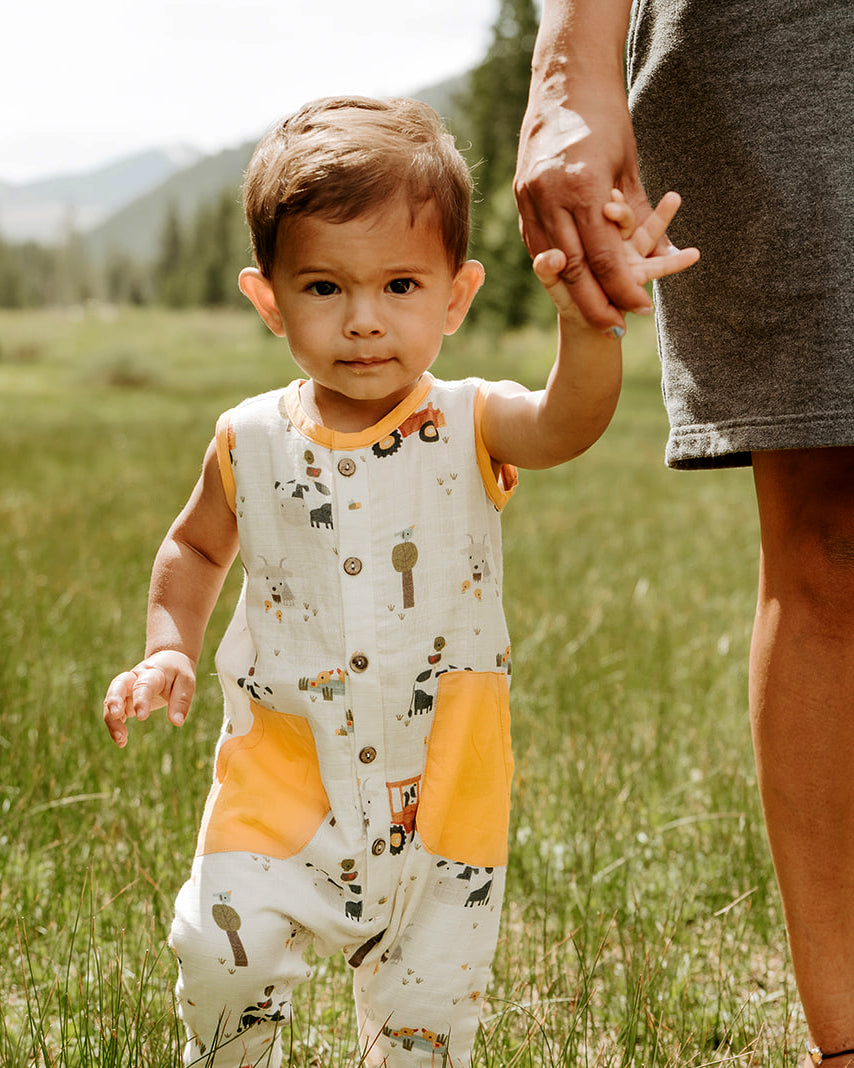 Chick Chick Farm Side Pocket Sleeveless Jumpsuit Romper (Organic Cotton)