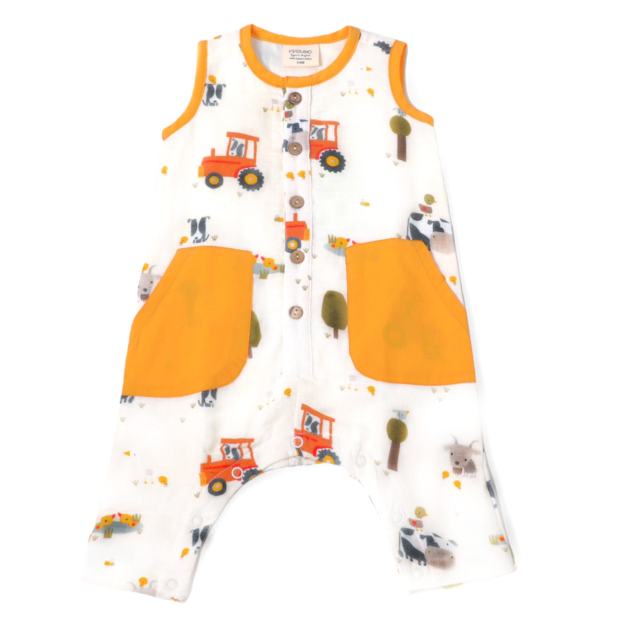 Chick Chick Farm Side Pocket Sleeveless Jumpsuit Romper (Organic Cotton)