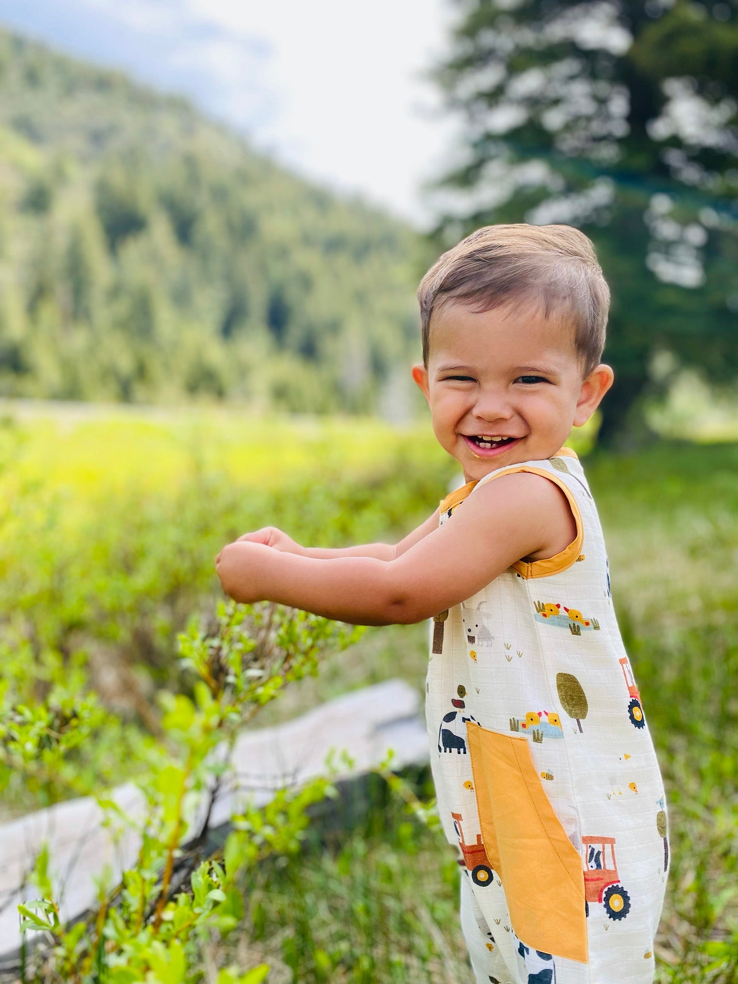 Chick Chick Farm Side Pocket Sleeveless Jumpsuit Romper (Organic Cotton)
