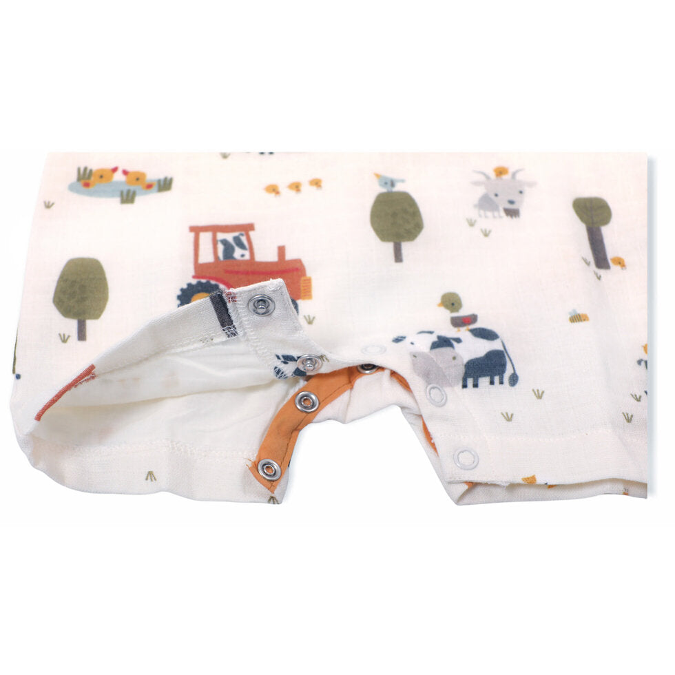 Farm Sleeveless Short Pocket Romper (Organic Muslin)