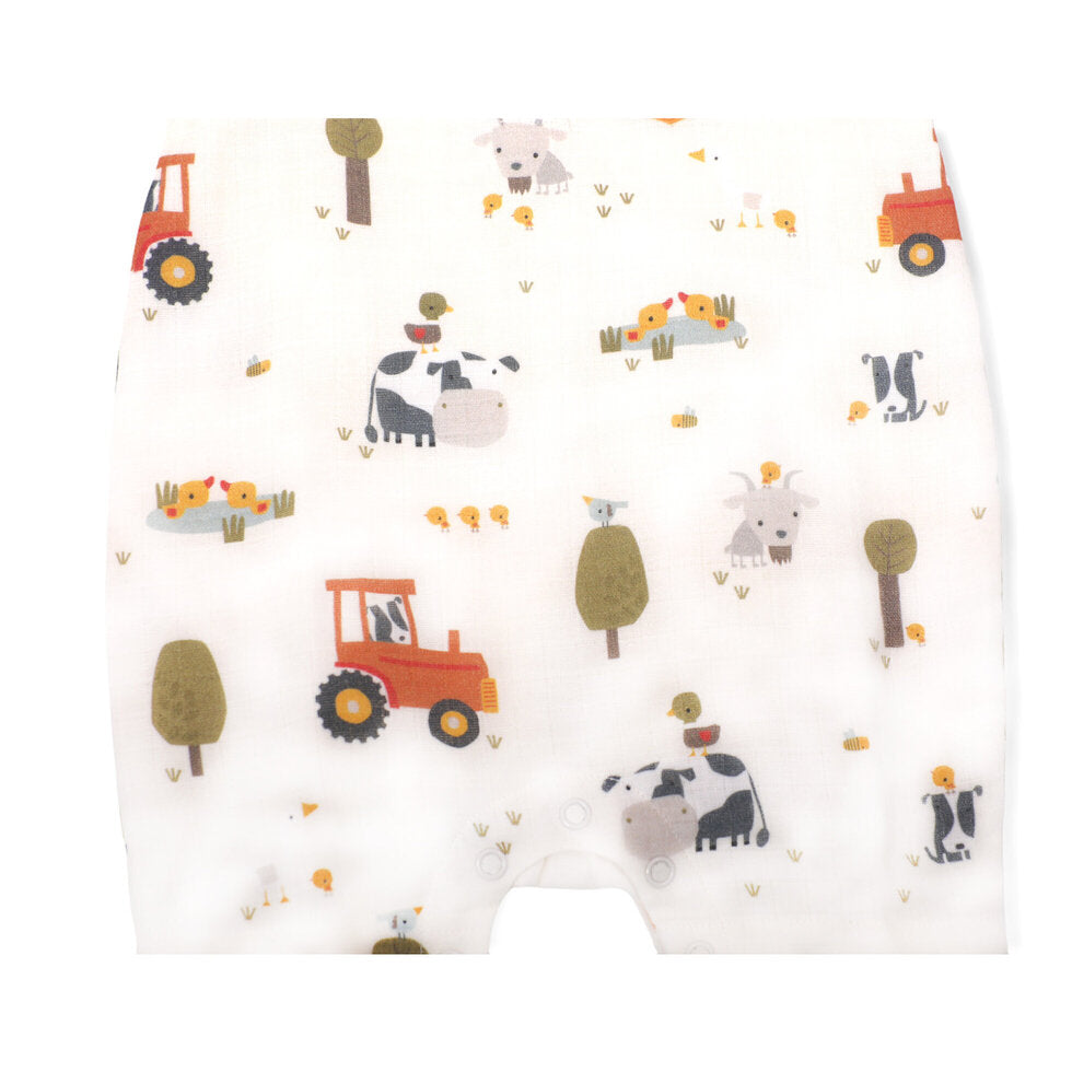 Farm Sleeveless Short Pocket Romper (Organic Muslin)