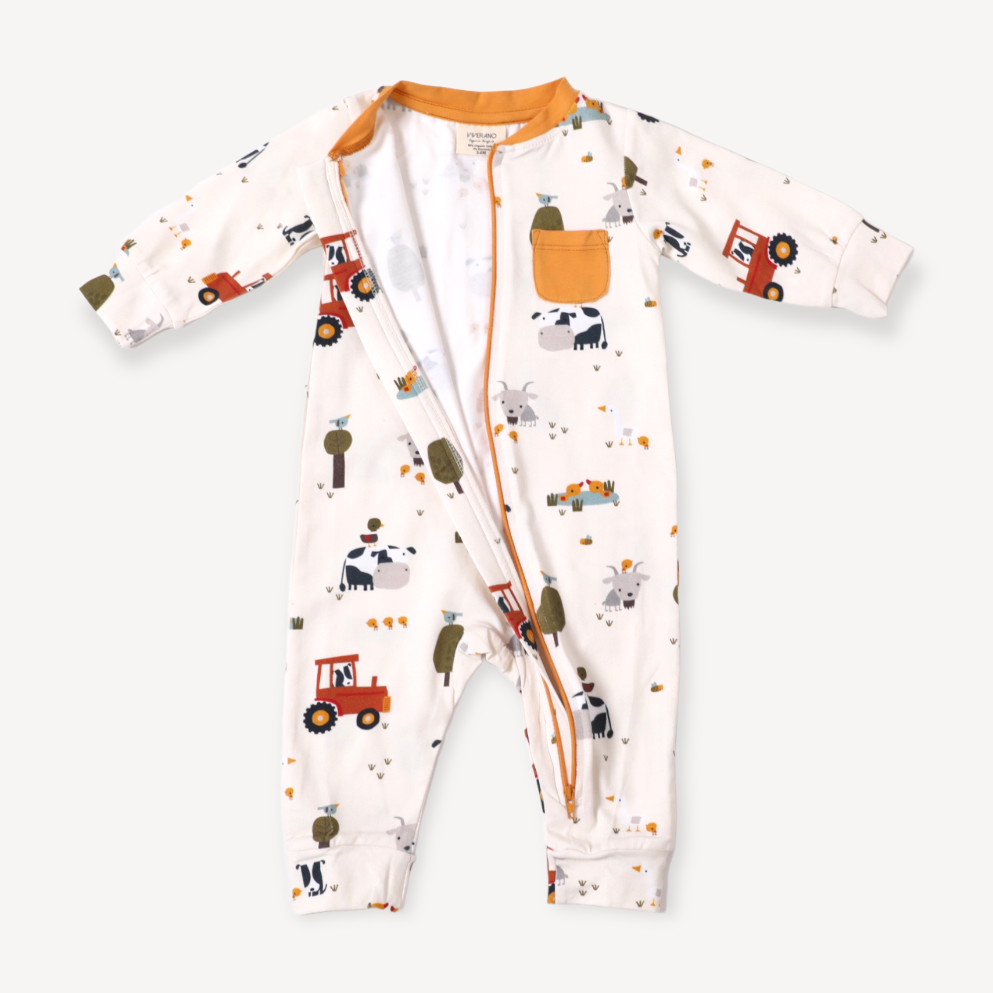 Chick Chick Farm Classic Zip Baby Jumpsuit (Organic Cotton)