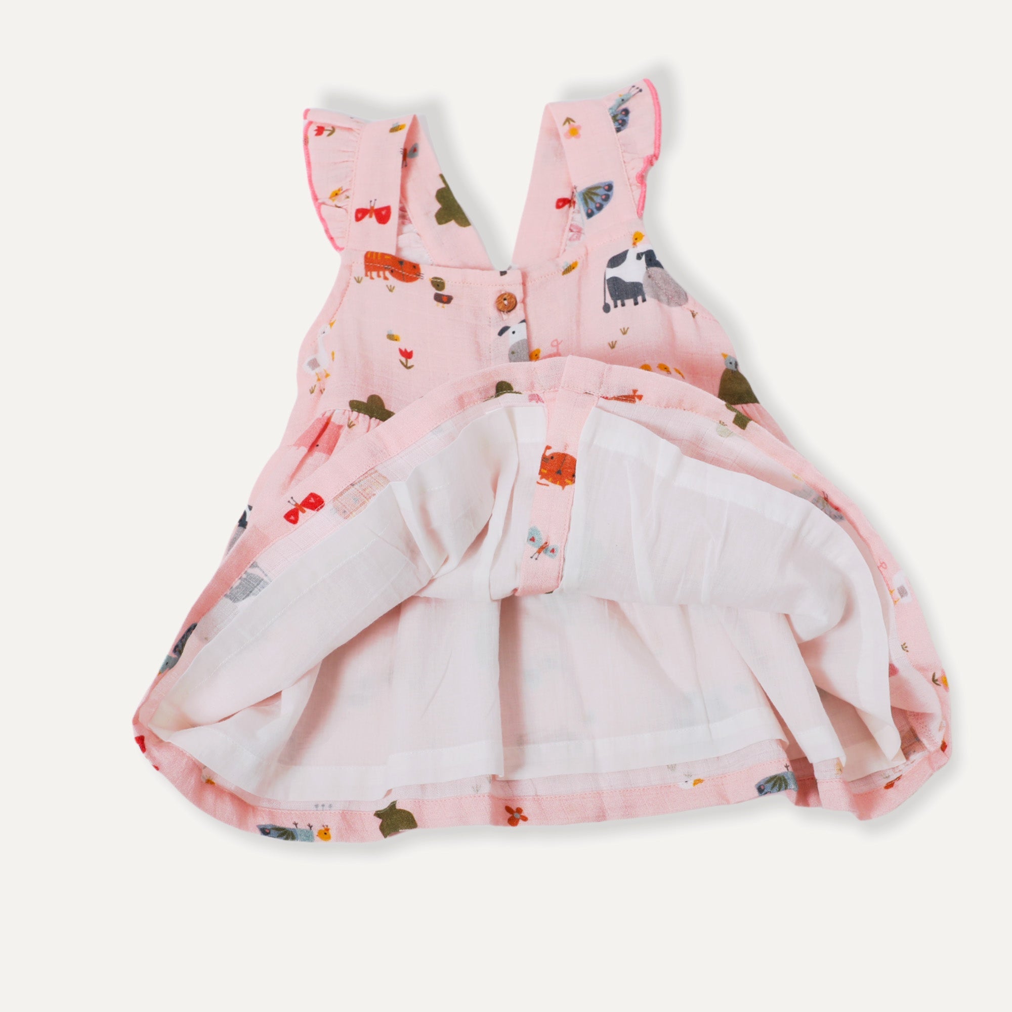 Farm Ruffled Sleeveless Button Front Baby Dress + Bloomer SET (Organic)