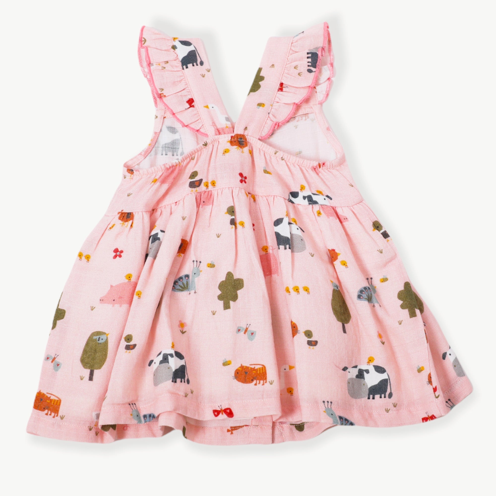 Farm Ruffled Sleeveless Button Front Baby Dress + Bloomer SET (Organic)