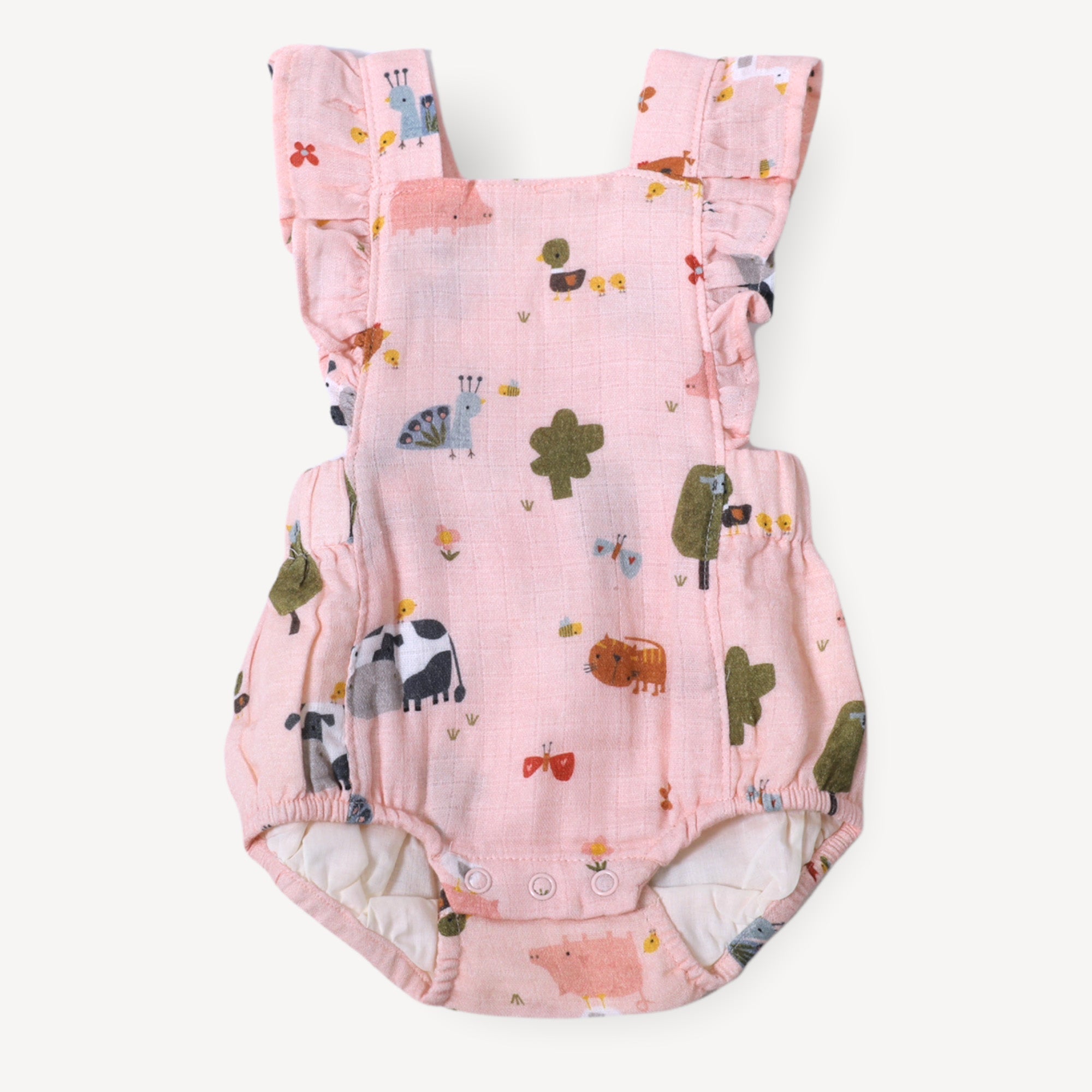 Chick Chick Farm Ruffle Criss Cross Short Romper (Organic Cotton)