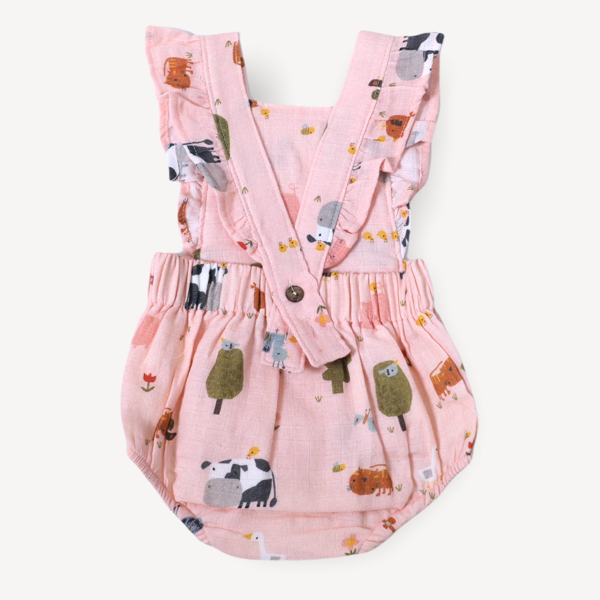 Chick Chick Farm Ruffle Criss Cross Short Romper (Organic Cotton)