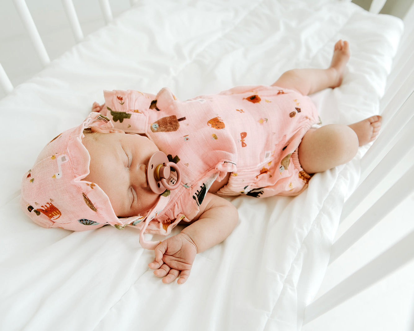 Chick Chick Farm Ruffle Criss Cross Short Romper (Organic Cotton)