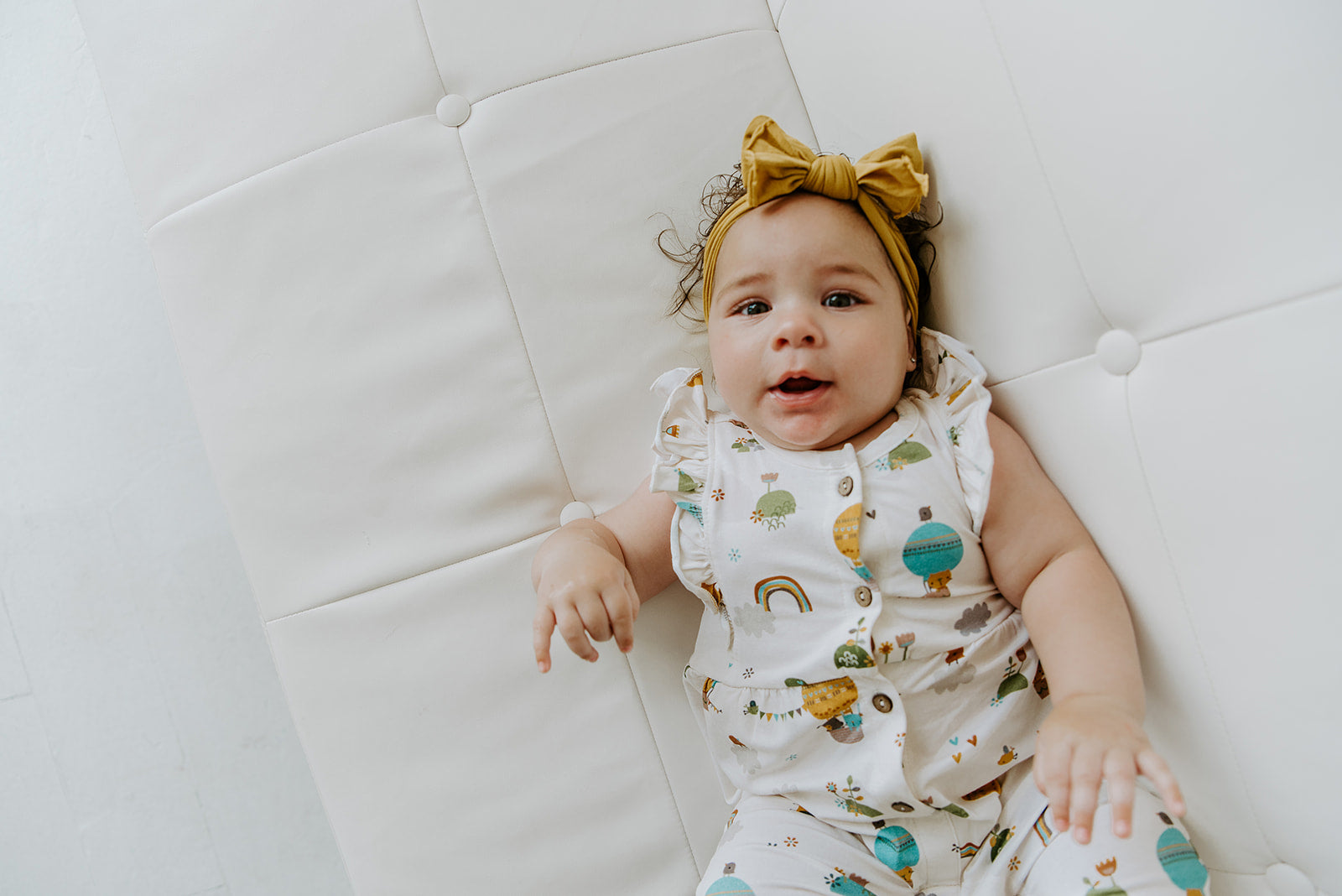 Balloon Ruffle & Button Jumpsuit Romper (Organic Cotton)