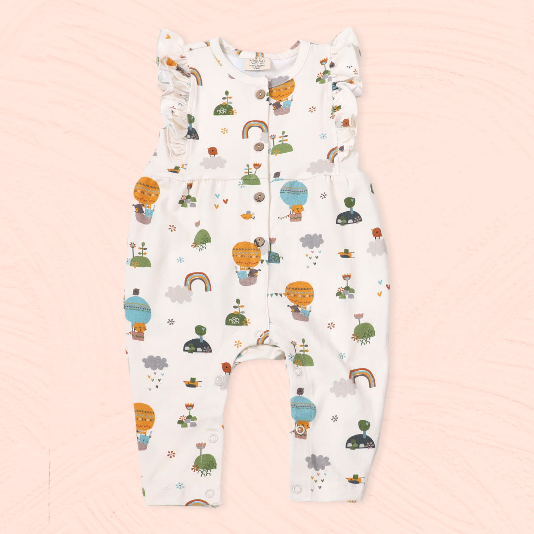 Balloon Ruffle & Button Jumpsuit Romper (Organic Cotton)