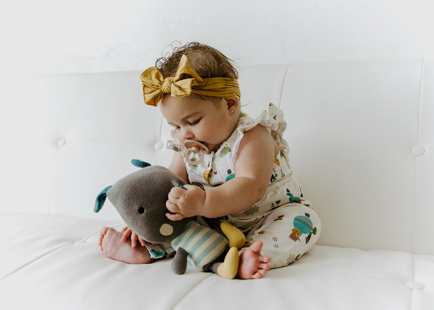 Balloon Ruffle & Button Jumpsuit Romper (Organic Cotton)