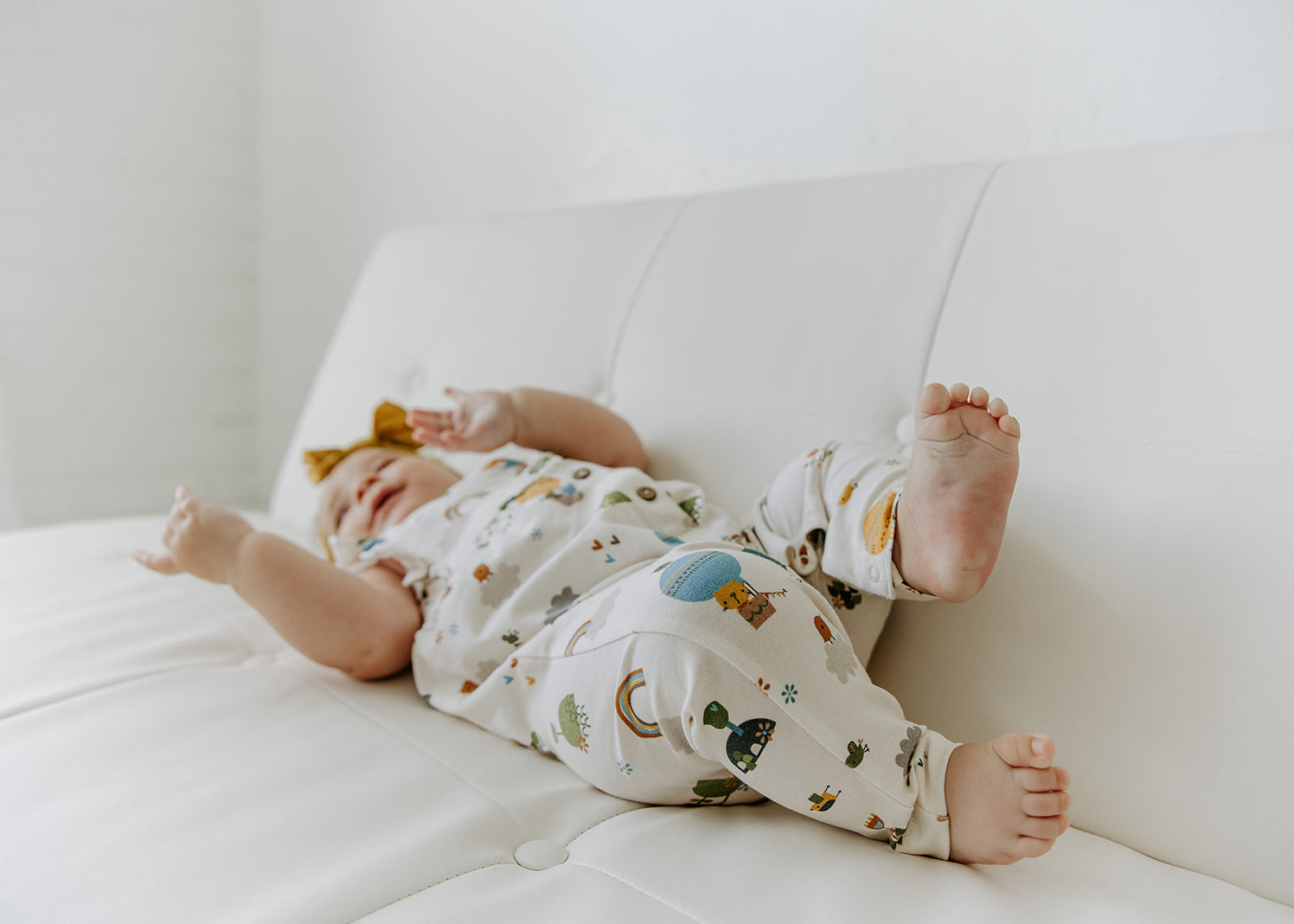 Balloon Ruffle & Button Jumpsuit Romper (Organic Cotton)