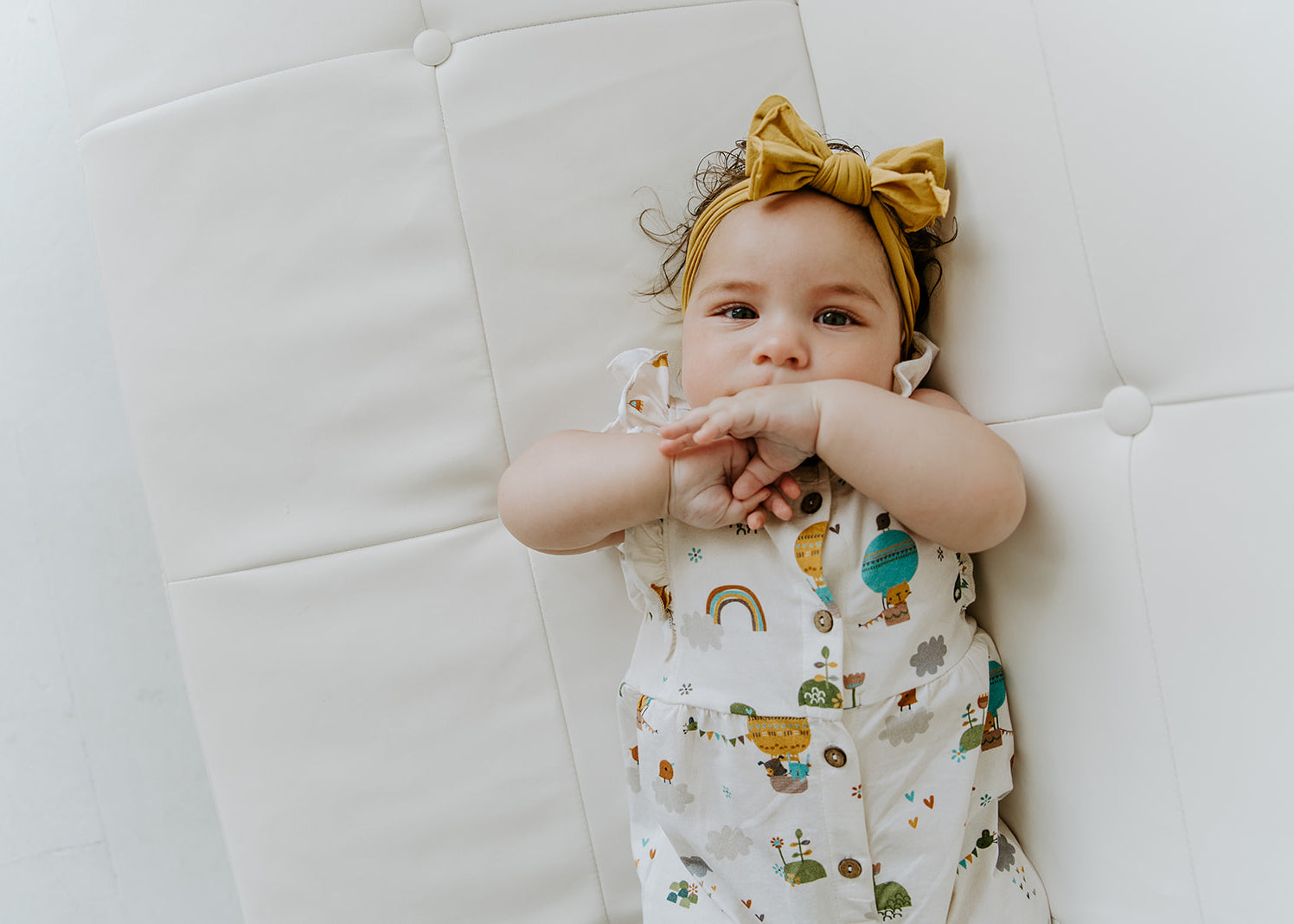 Balloon Ruffle & Button Jumpsuit Romper (Organic Cotton)