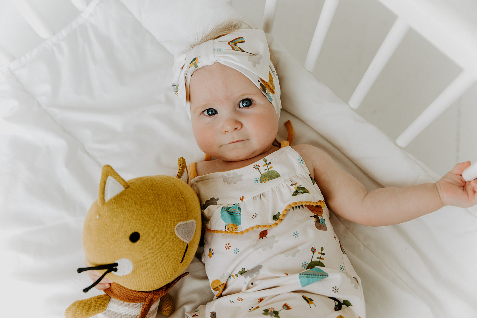 Fly Away Balloon Pom-Pom & Tie Short Romper (Organic)