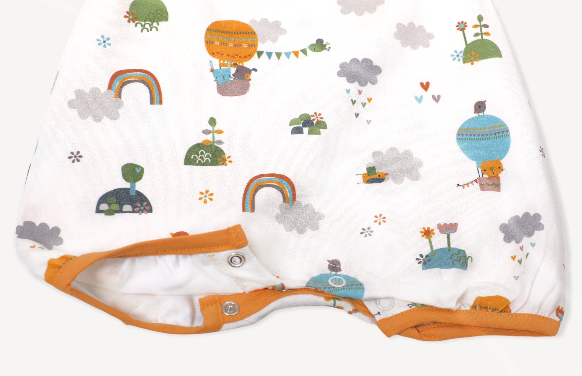 Fly Away Balloon Pom-Pom & Tie Short Romper (Organic)