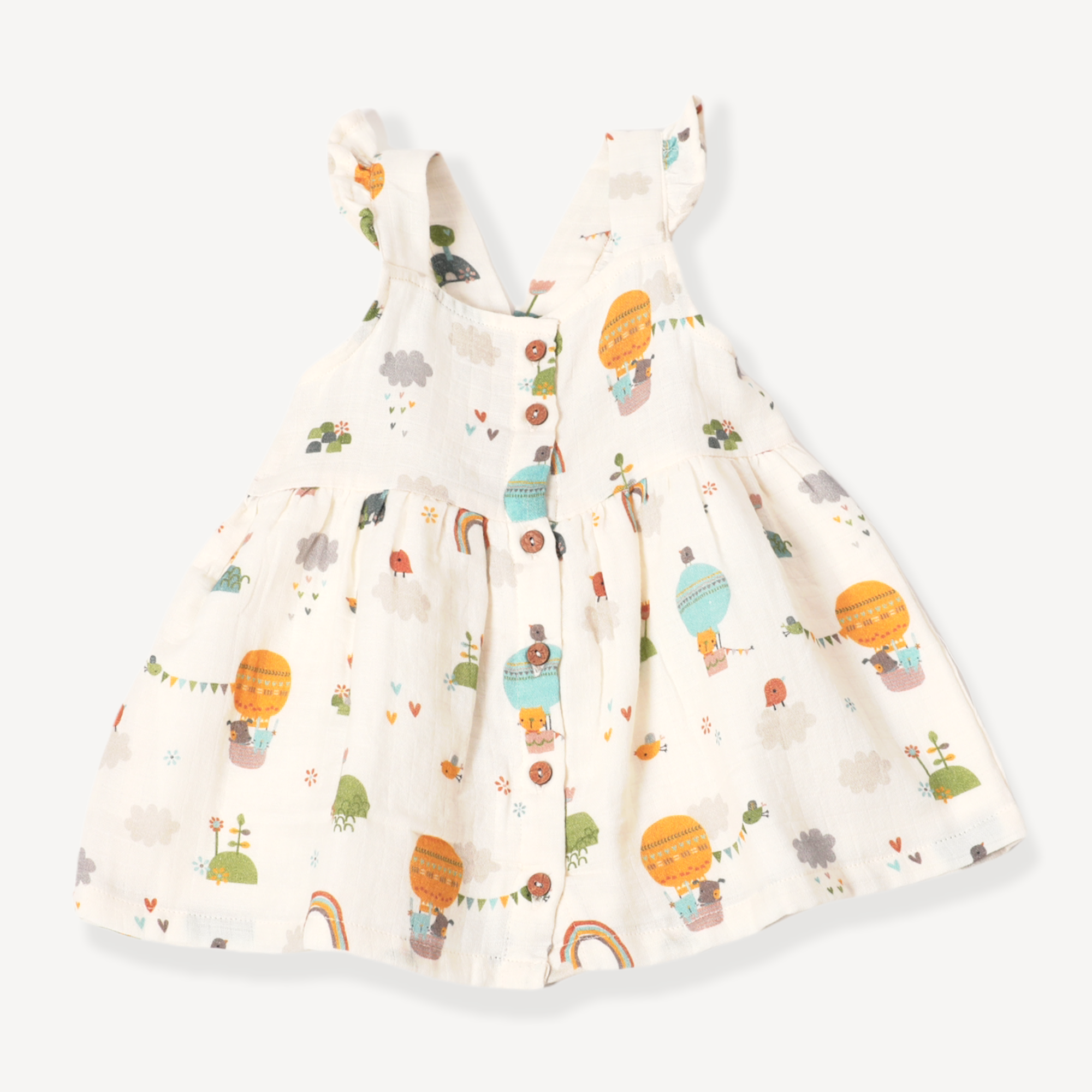 Fly Away Balloon Ruffle Dress + Bloomer (Organic Muslin)