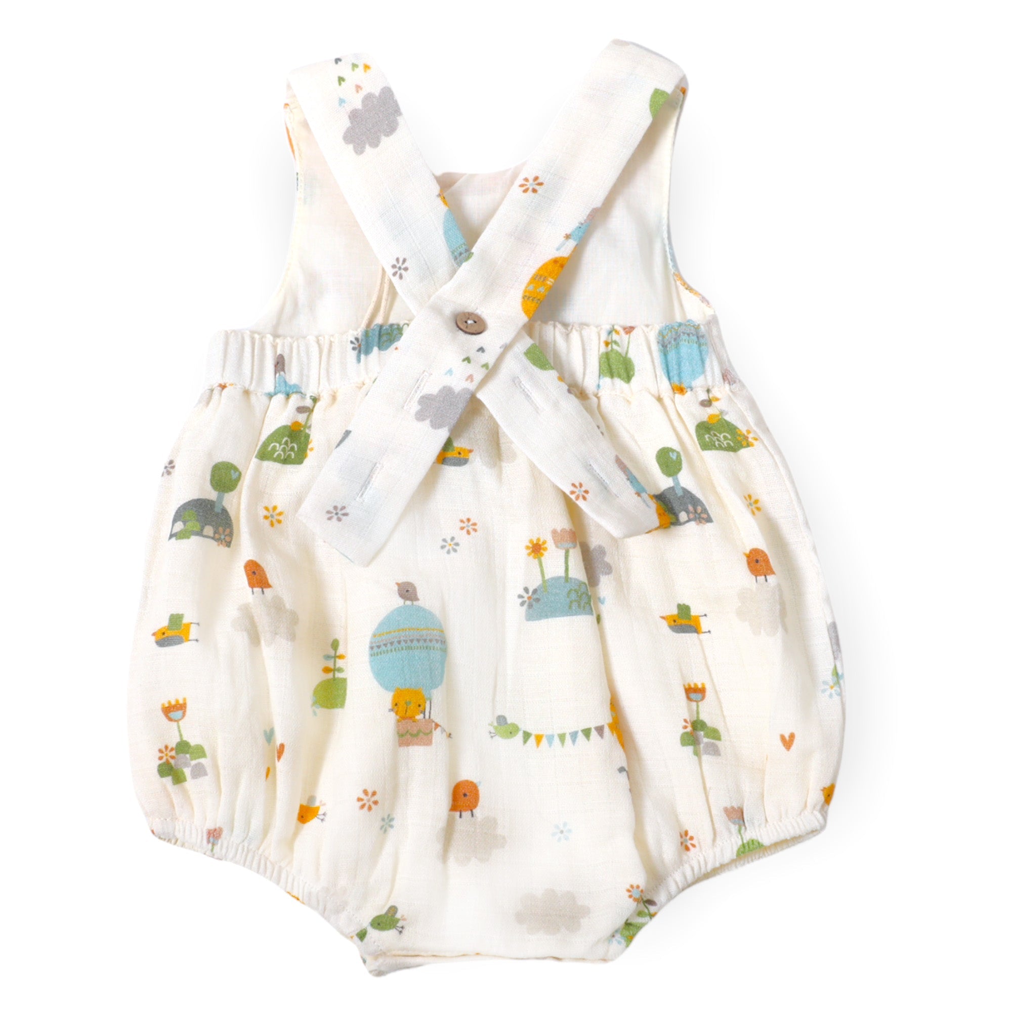 Fly Away Balloon Peter Pan Collar Baby Bubble Romper (Organic Muslin)