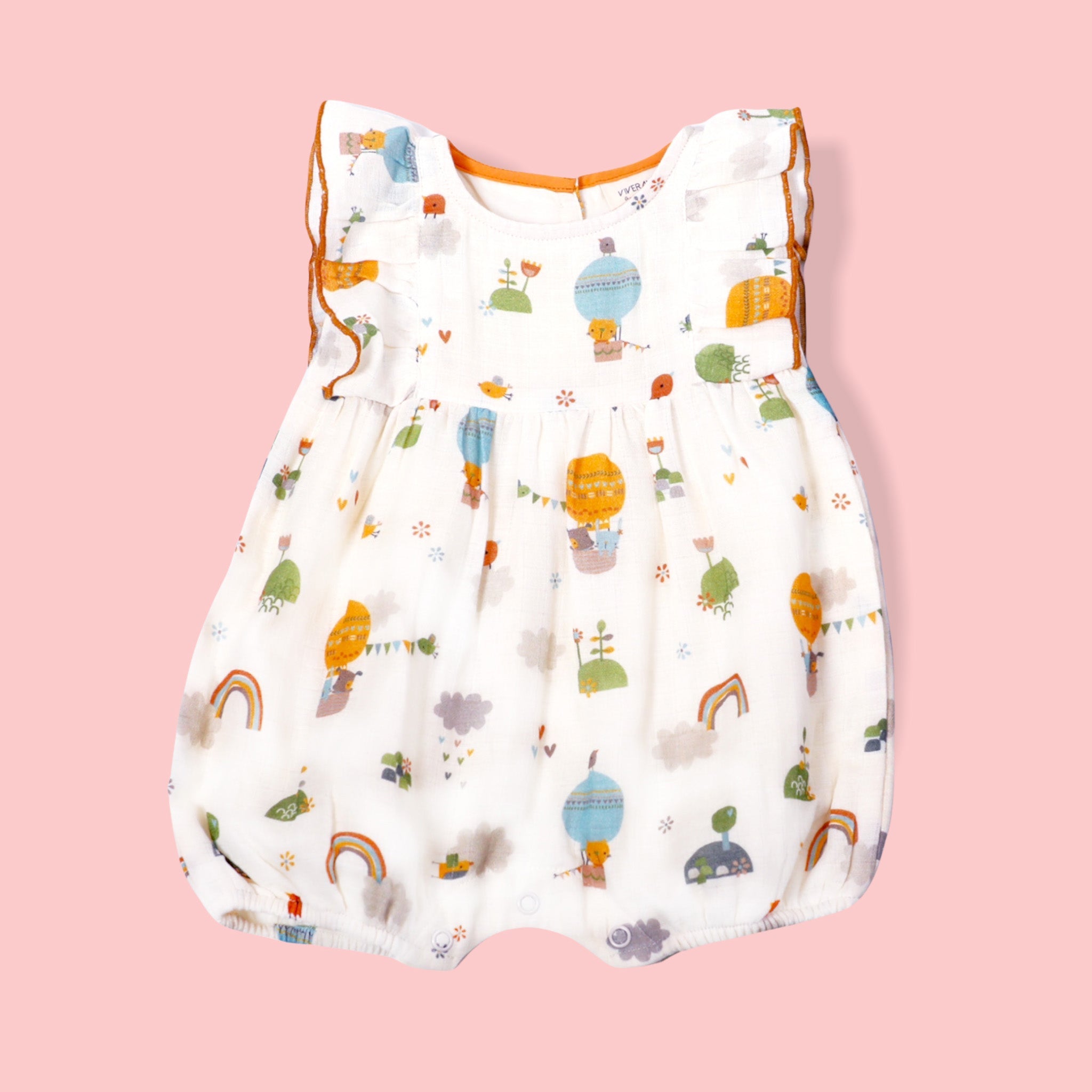 Fly Away Balloon Ruffle & Flutter Romper (Organic Muslin)