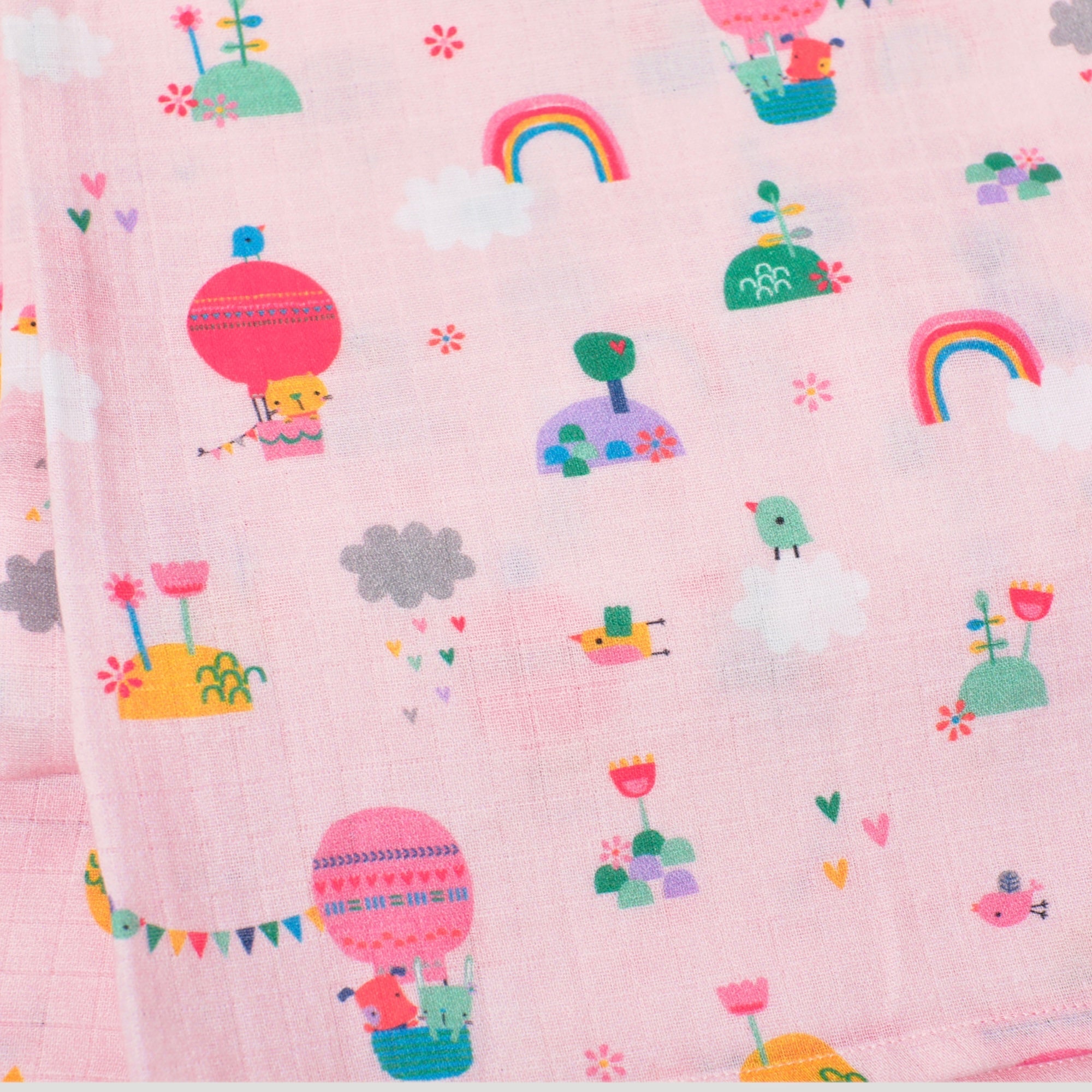 Fly Away Balloon Baby Swaddle Blanket (2 Colors) Organic Muslin