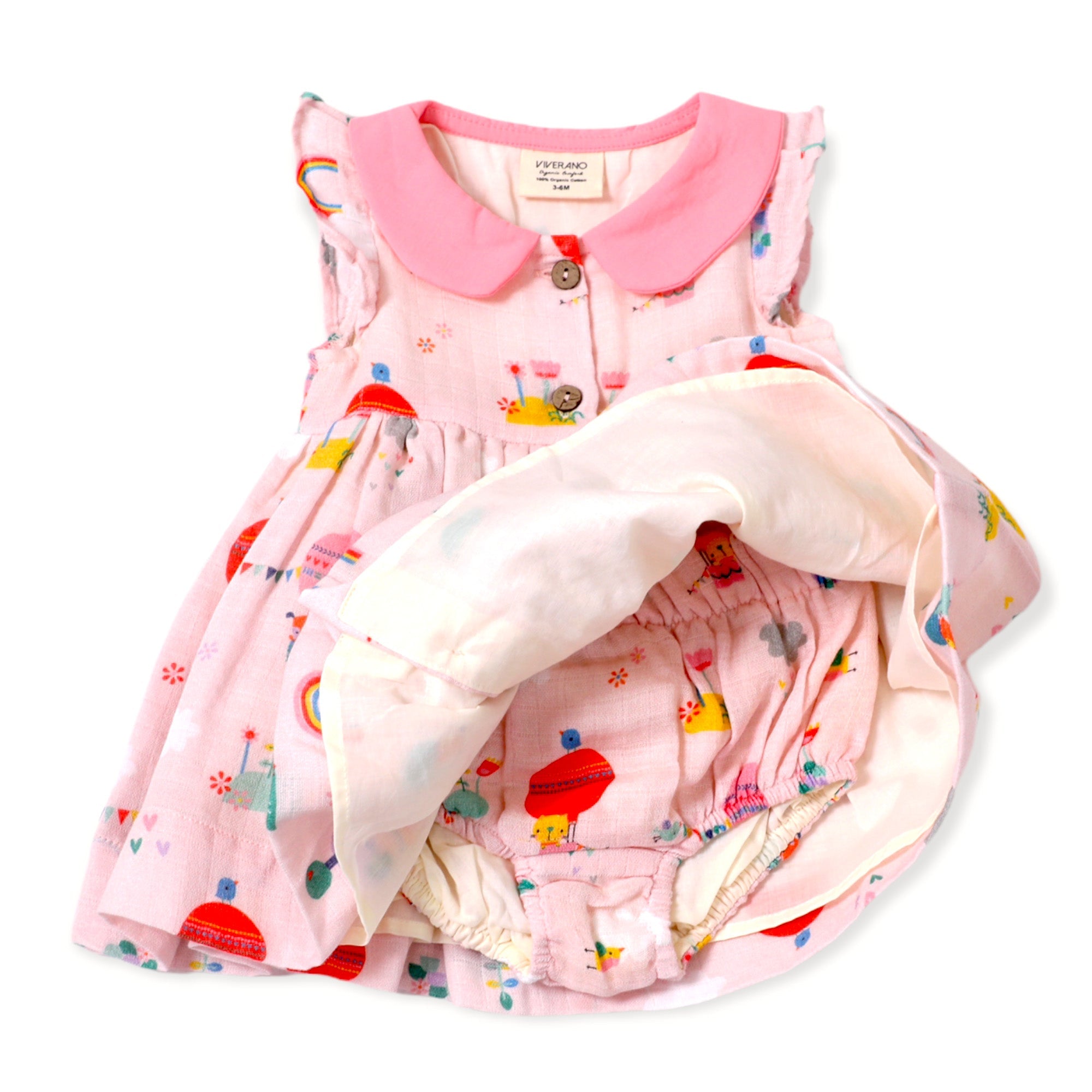 Balloon Collar & Button Dress+Bloomer Set (Organic Muslin)