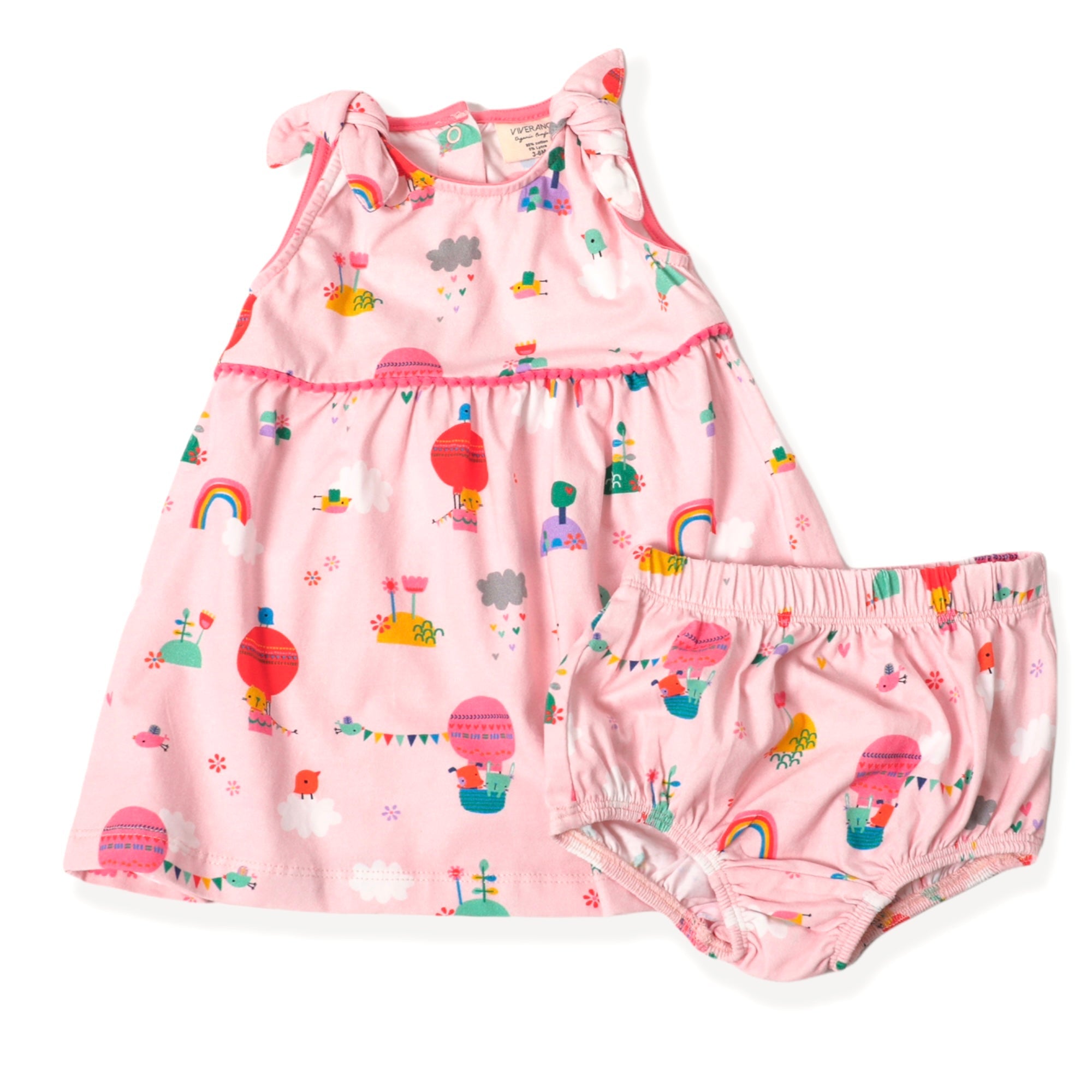 Fly Away Balloon Shoulder Tie Dress + Bloomer (Organic)