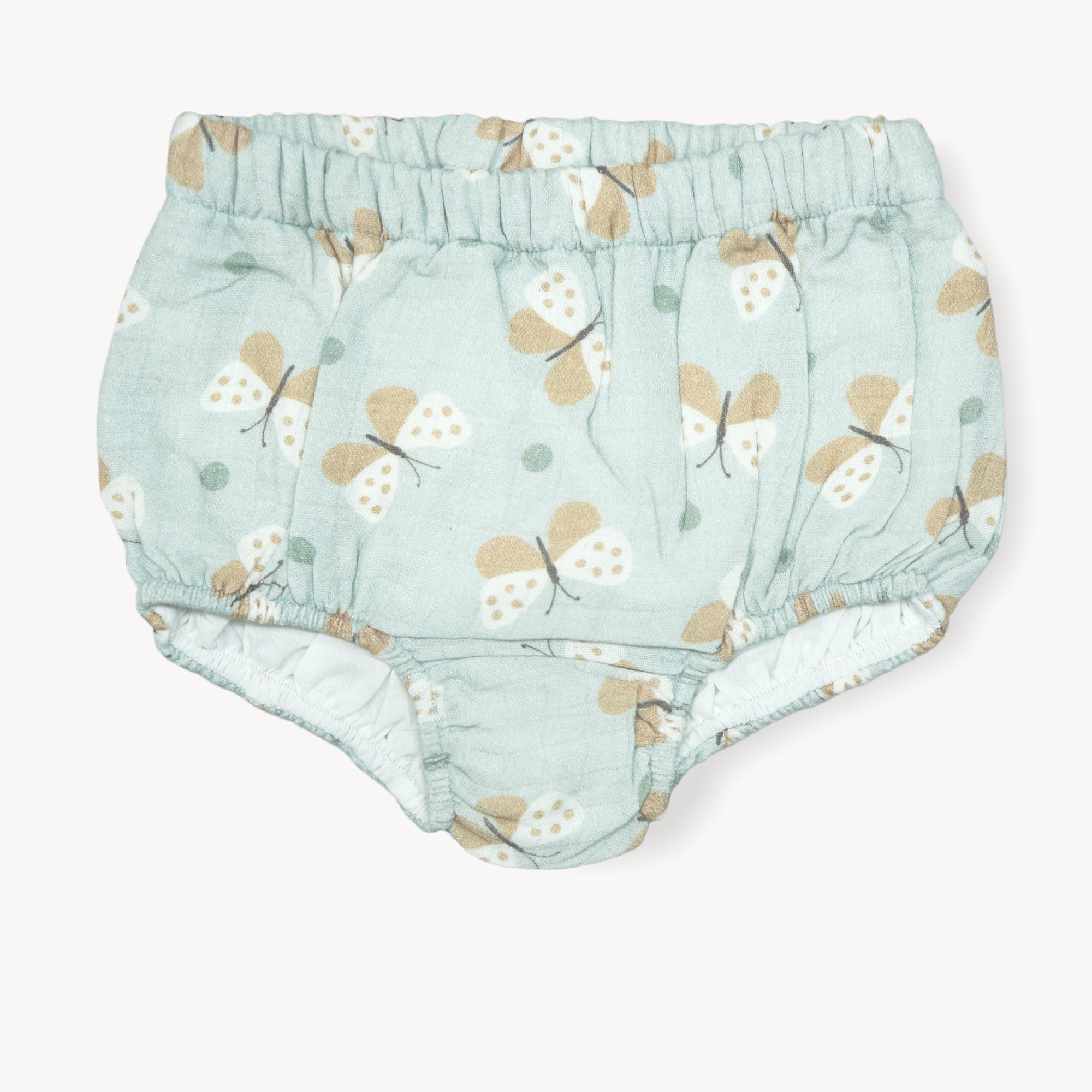 Butterfly Ruffle Button Baby Dress + Bloomer (Organic Muslin)